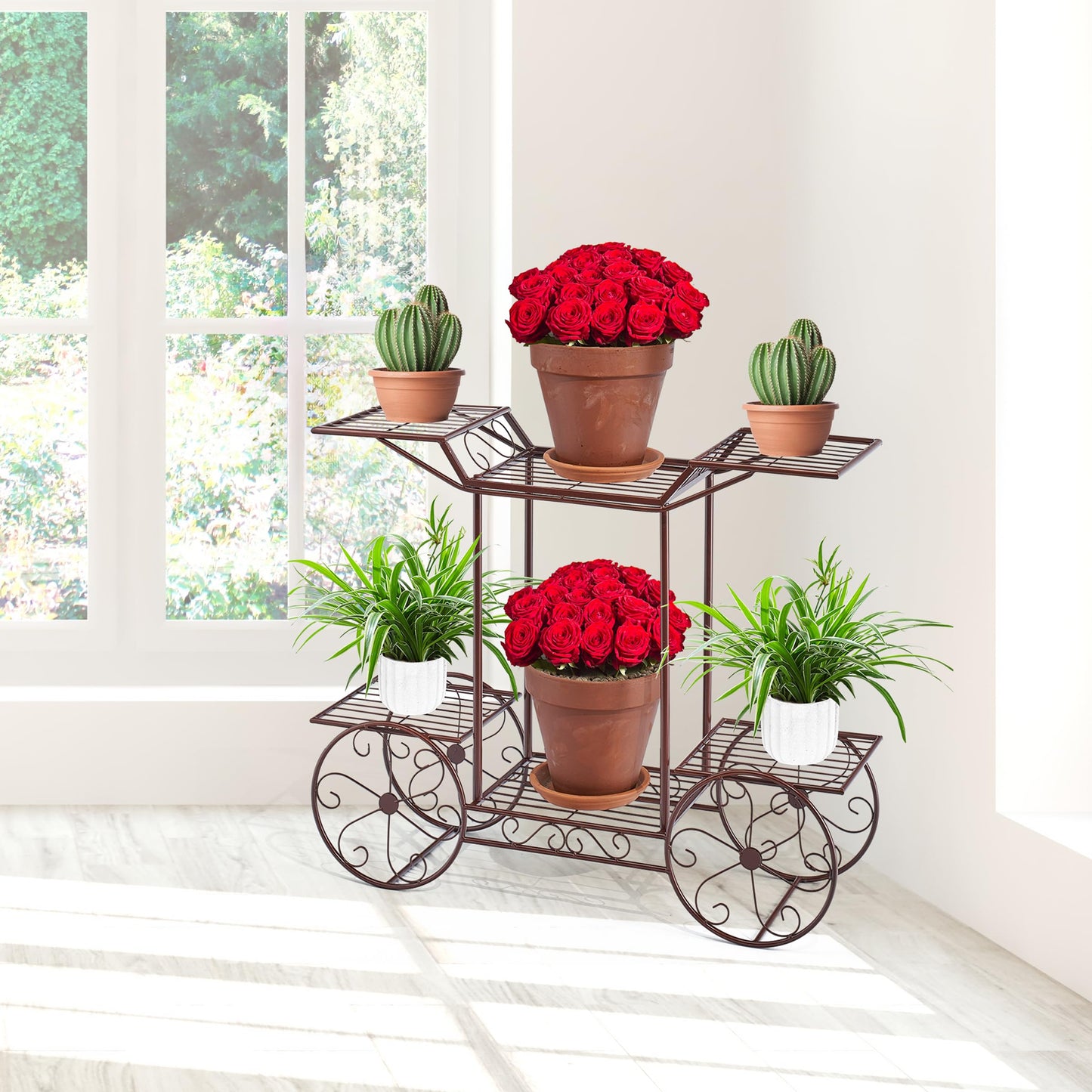 Sorbus® Garden Cart Stand & Flower Pot Plant Holder Display Rack, 6 Tiers, Parisian Style - Perfect for Home, Garden, Patio (Bronze)
