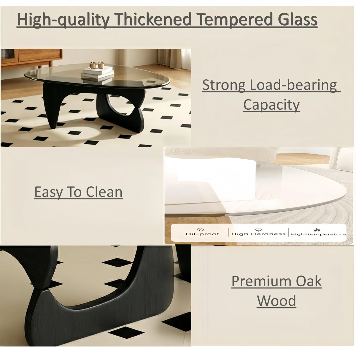 Modern Glass Coffee Table for Living Room, Small mid Century Coffee Table, Stylish Coffee Tables Suitable for Bedroom Living Room Reception Office Tables (Walnut, Small)