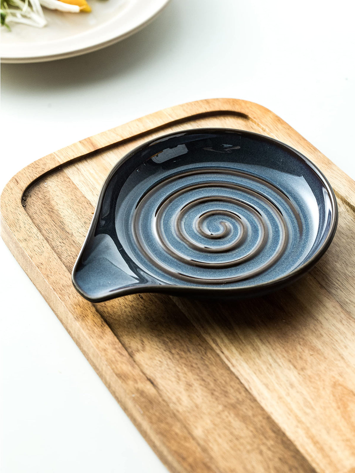 Cormomu Spoon Holder, Cooking Spoon Rest for Stove Top Utensil Rest for Spoons, Ladles, Tongs, Spatula, Large Spoon Holder with Handle for Easy Grip Framhouse Decor Cute Kitchen Gadget, Gray and Blue