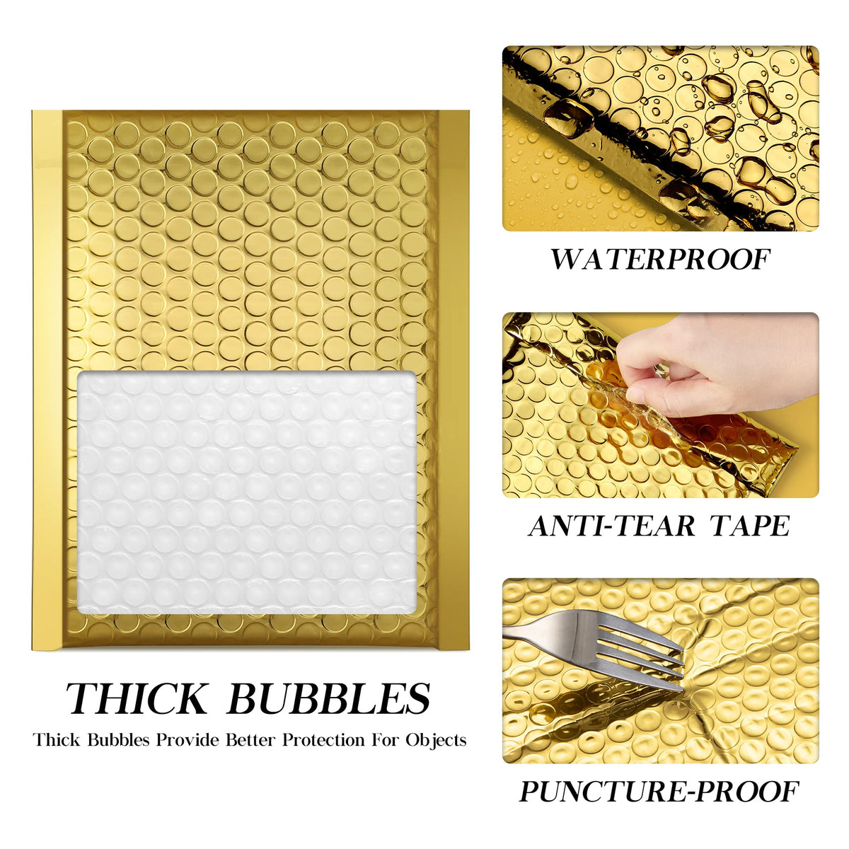 Fuxury Gold Bubble Mailers 6x10 "50 Pack, Strong Adhesion Metallic Bubble Envelopes,Waterproof Padded Envelopes,Durable Padded Mailers,Super Cute Packing for Jewelry, Makeup Supplies,Bulk #0