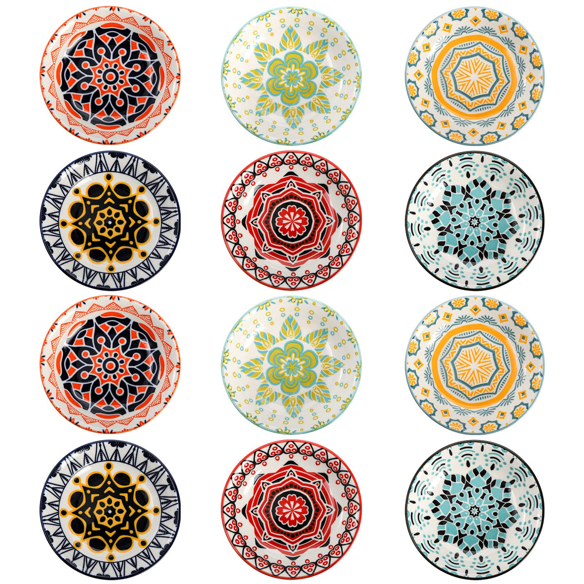 Cedilis 12 Pack Ceramic Soy Sauce Dipping Bowls, 3.5oz Pinch Bowl for Kitchen Prep, 4 Inch Small Sushi Soy Sauce Dish Plate, Colorful Condiments Bowl Dish Dip Bowls Side Dishes