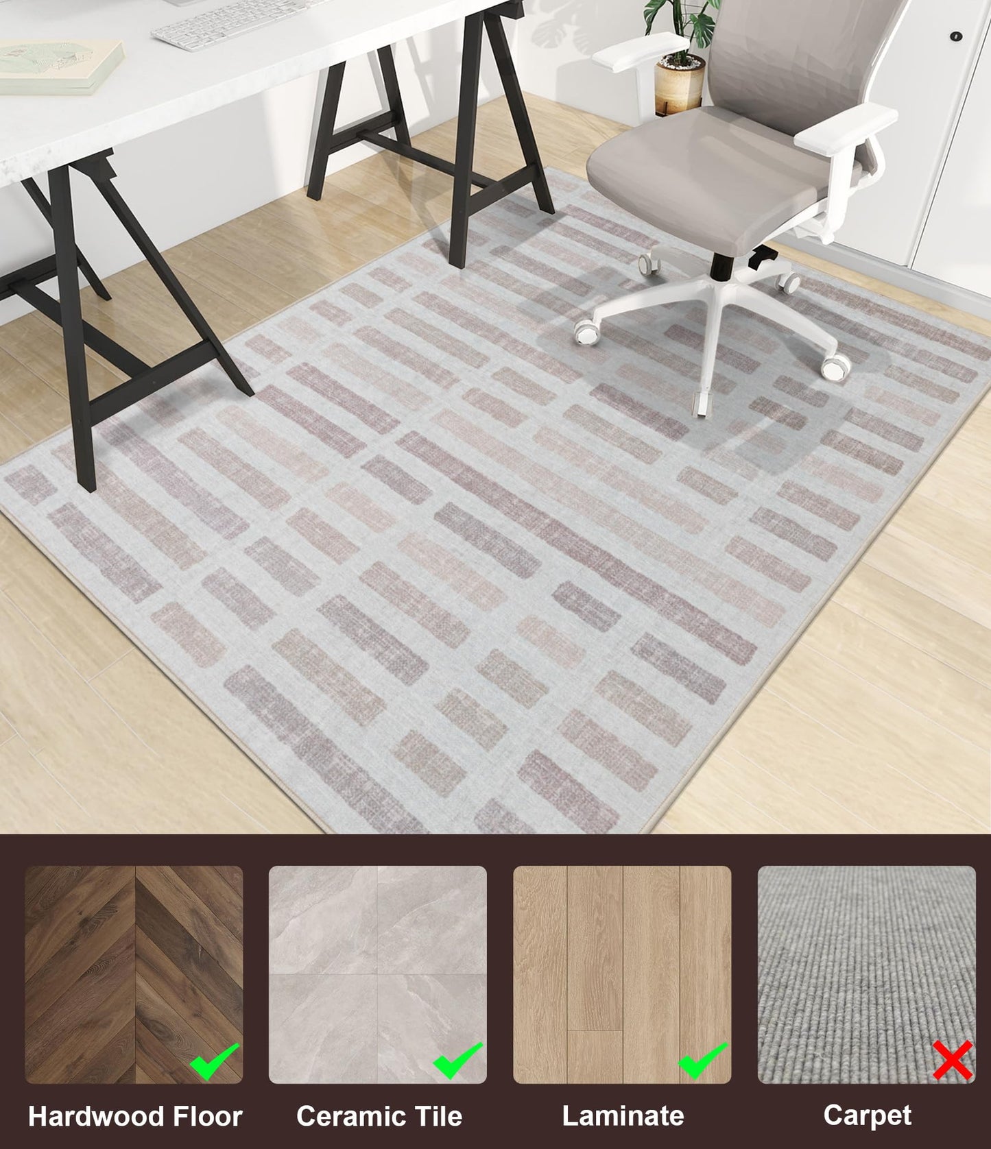 chakme Office Chair Mat for Hardwood Floor, 60"x45" Easy Glide Computer Desk Mat Protector for Rolling Chair Under Desk Rug Nonslip Backing, Machine Wash, (Plaid)
