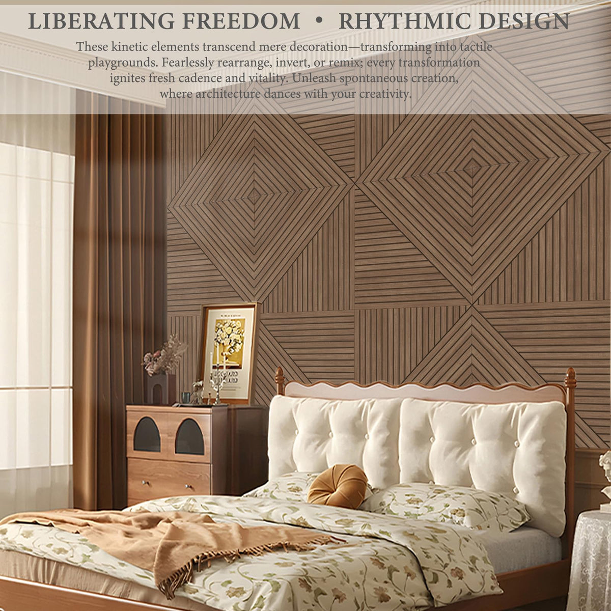 JBER Acoustical Wall Panels - 6 PCS 23.6 X 23.6 Inches Wood-Pattern Printing Sound Absorbing Panels, Large Self-Adhesive Decorative Soundproof Wall Panels for Studio,Home & Living Room(Teak)