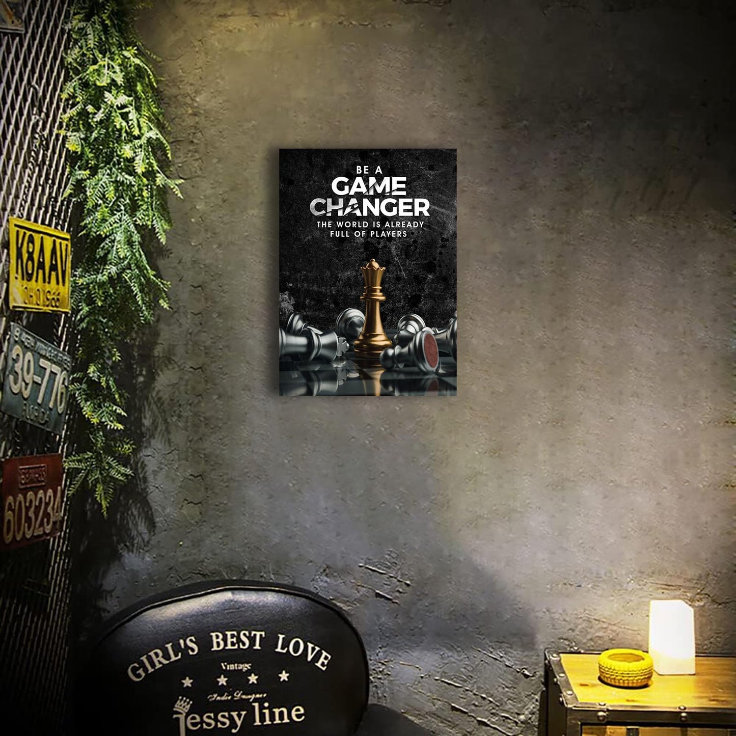 Inspirational Wall Art Be A Game Changer The World Is Already Full of Players Wall Decor International Chess Motivational Poster Canvas Painting Prints Wall Pictures for Home Decor Framed