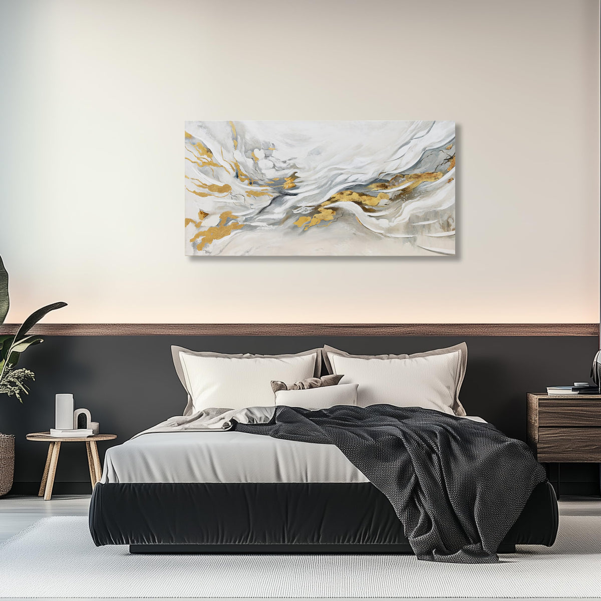 JBD JIETUAN Abstract Wall Art White Wall Decor Modern Canvas Painting Minimalist Wall Painting Unique Artwork for Living Room Dining Room Kitchen Office Home Decor 20x40 Inches