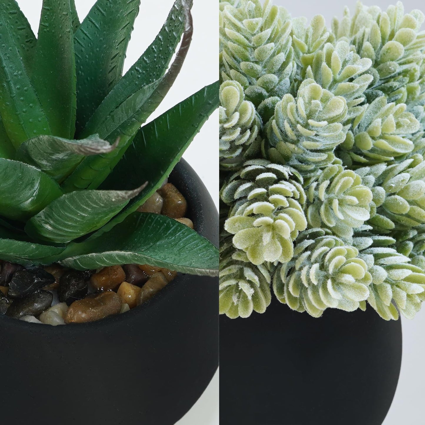 Winlyn Set of 3 Artificial Succulent Plants in Black Concrete Pots Faux Aloe Hops String of Pearls Potted Plants Small Fake Plants Desk Plants for Home Office Desk Kitchen Bathroom Shelf Windowsill