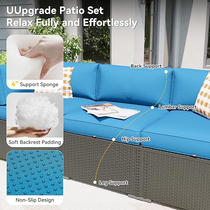 Aoxun Patio Furniture Set with Fire Pit Table, 12 Piece Outdoor Sectional Sofas
