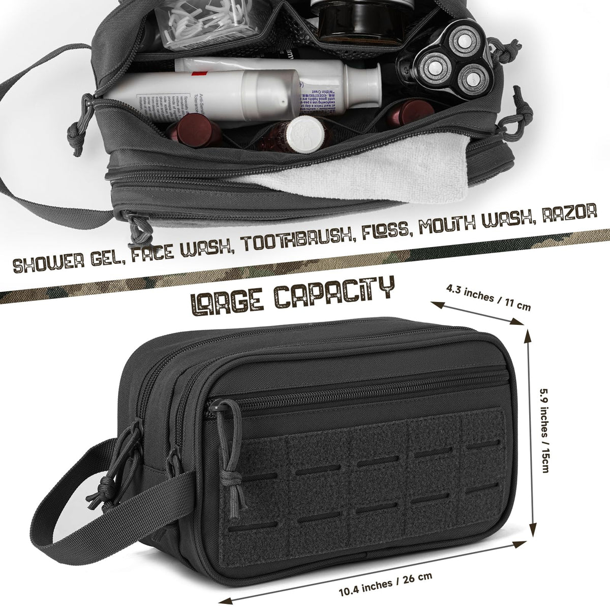 QT&QY Tactical Toiletry Bag For Men Hygiene Bag EDC Military Tool Molle Pouches Small Dopp Kit Mens Shaving Kit Travel shower Bags