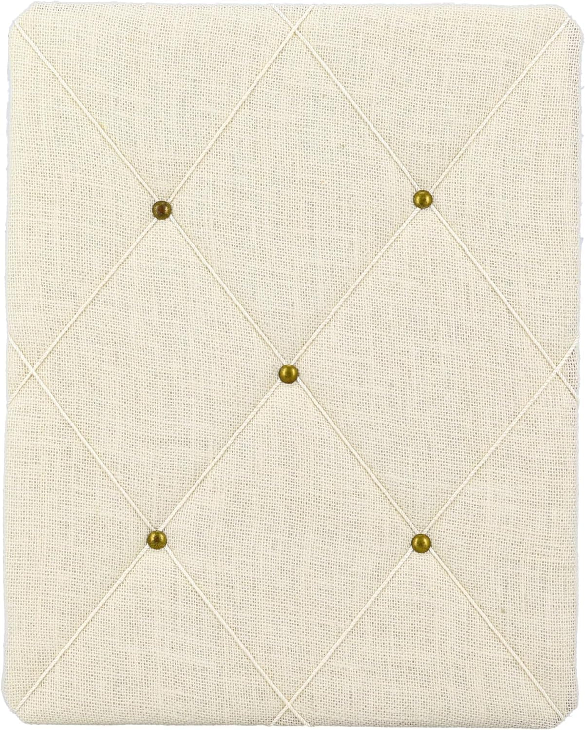 White Burlap Covered with Criss-Cross Twine Bulletin Picture & Memo Board, 11.75 x 15.75