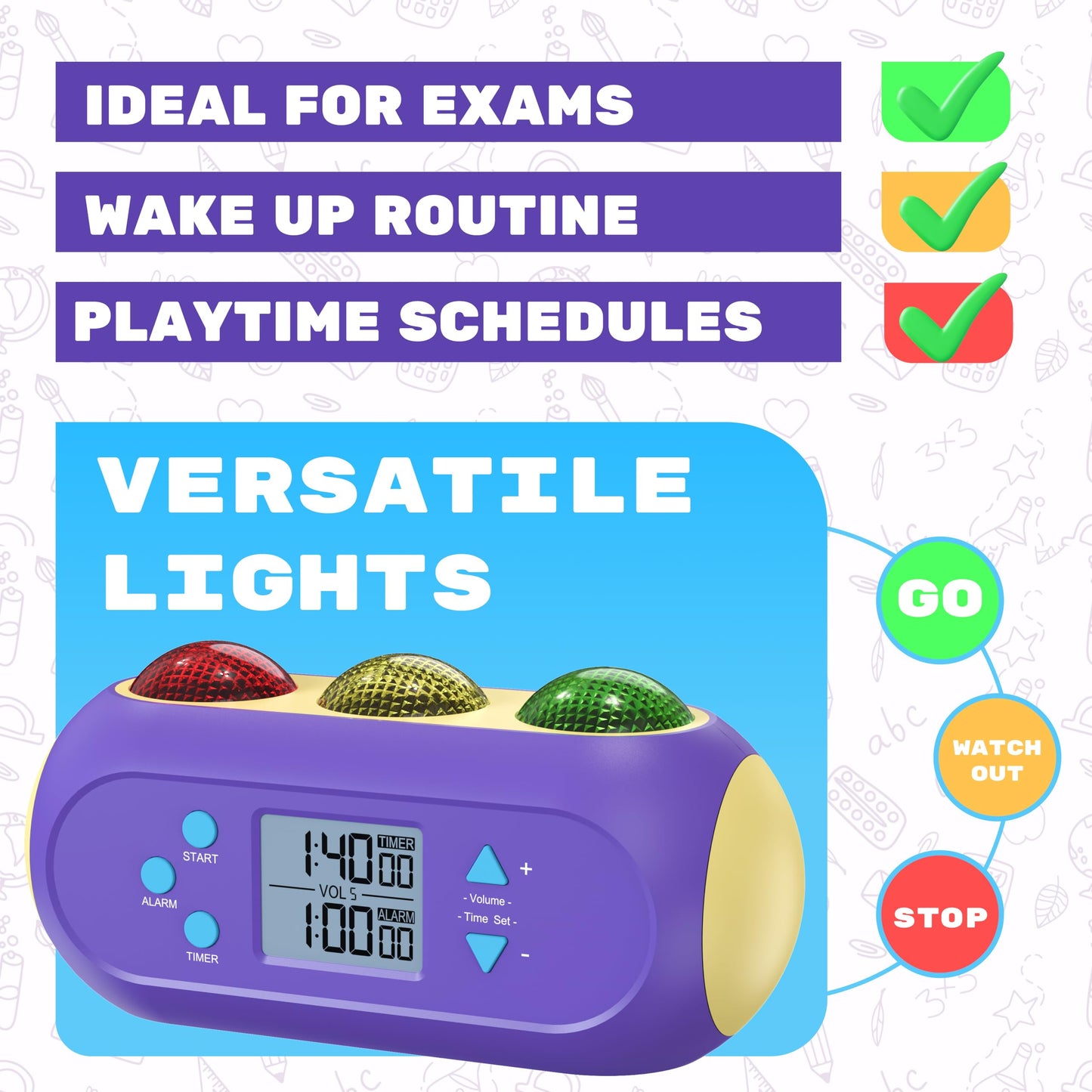 Visual Timer for Kids, Interactive Light and Sound Visual Timer for Classroom with Red, Yellow, and Green Lights, Engaging Timer for Kids, for Teachers, or Holiday Present