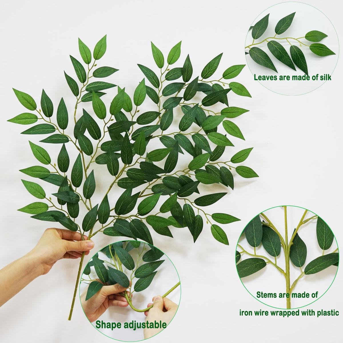 VOELIGT 40pcs Italian Ruscus Greenery 68cm Artificial Greenery Stems Leaf Greenery Garland for Wedding Arch Flowers Centerpieces Balloon Arch Home Decor