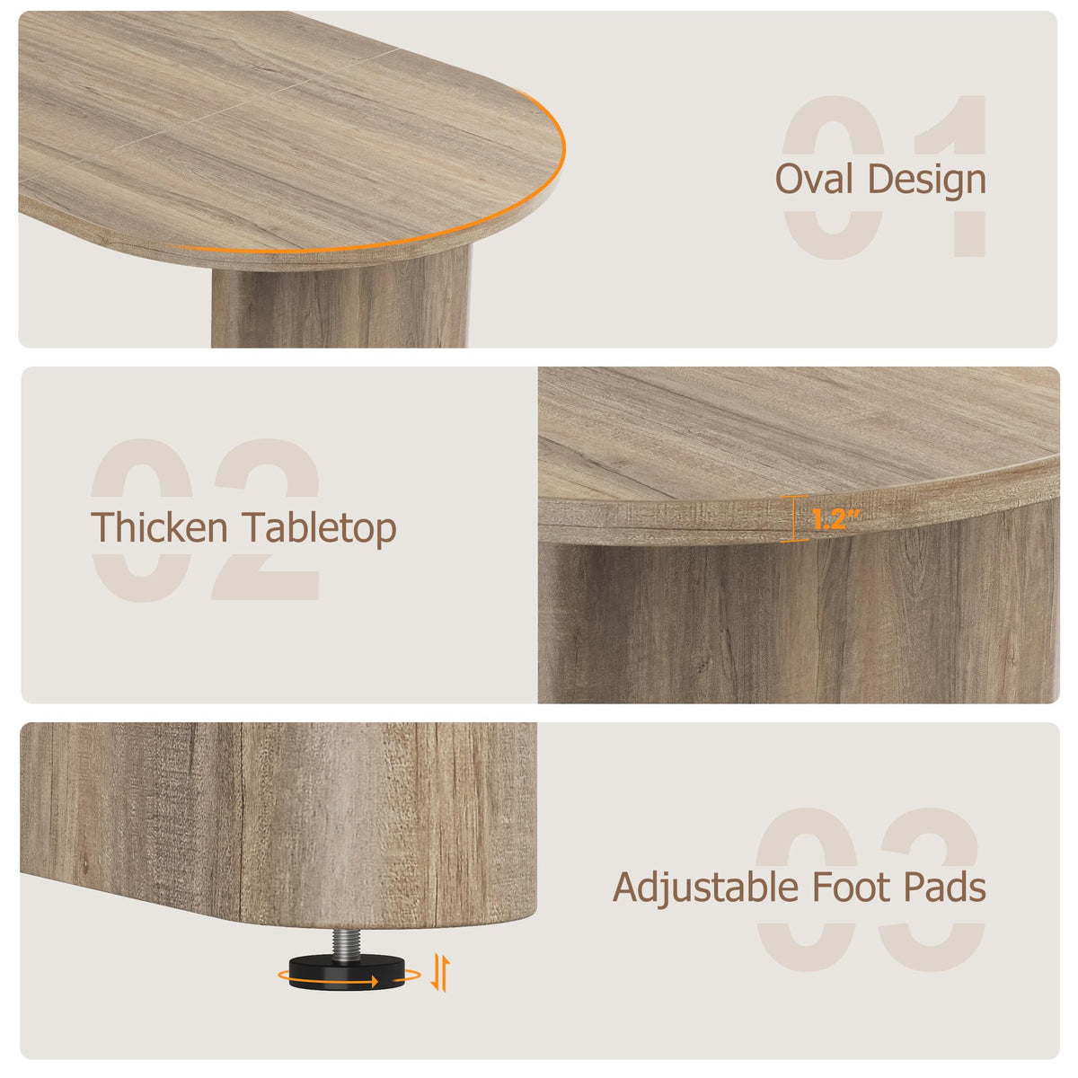 Garvee Oval Executive Desk, Large Computer Office Desk Workstation, Farmhouse Wooden Laptop Desk Study Writing Table Business Furniture for Home Office