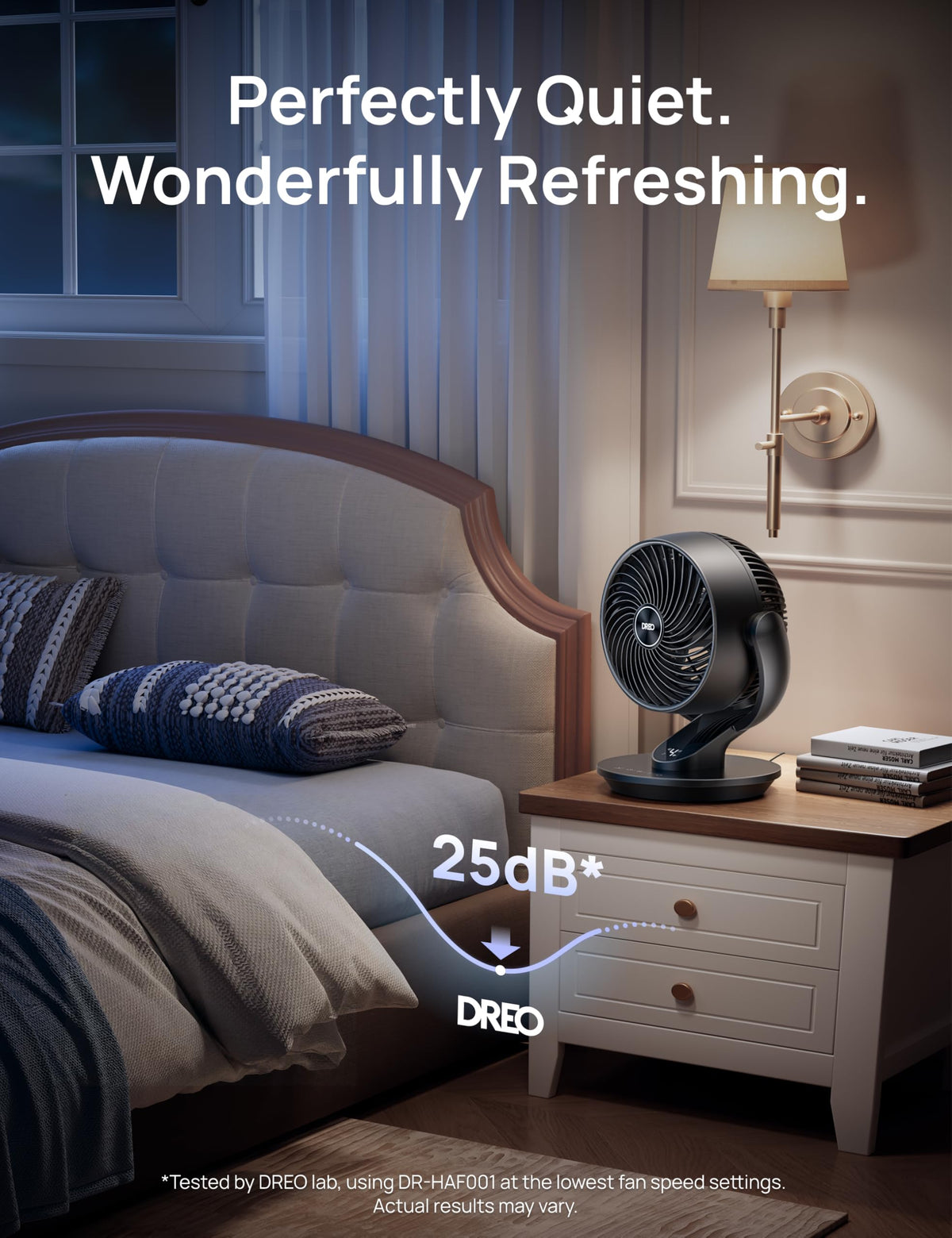 DREO Fan for Bedroom, 13-Inch Oscillating Table Air Circulator Fan for Whole Room, 120° Tilt Adjustment, 25dB Ultra-Quiet, 75ft Powerful Airflow, 4 Speeds Desk Fans with Remote for Home, Office