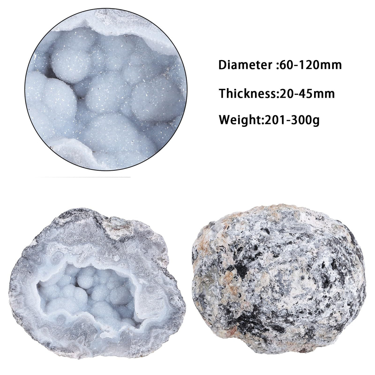 SUNYIK Mexico Agate Geode Quartz Crystal Cluster Specimen Irregular Mineral Stone Display for Home Office Decoration Reiki Healing Meditation, 0.78-1.77"(201-300g)