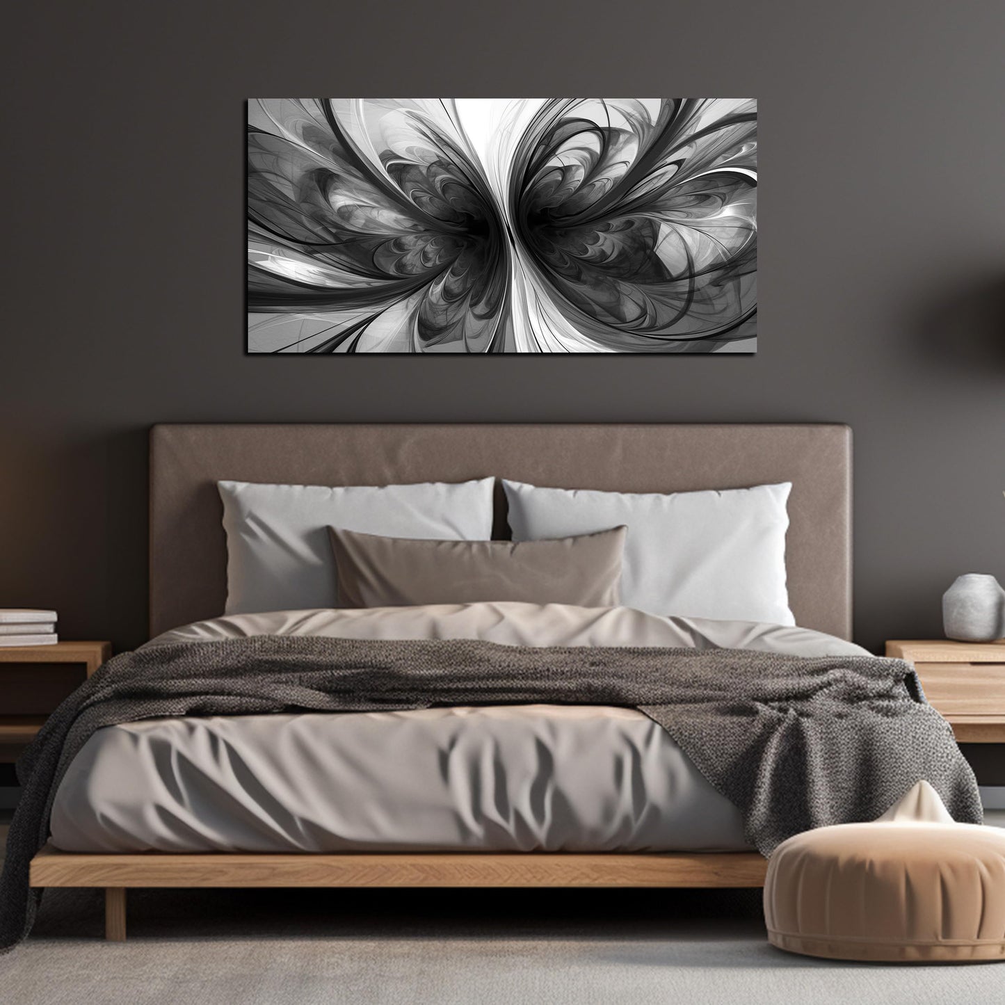 TYTAUPT Black and White Pictures for Wall Abstract Art Wall Decor for Living Room Bedroom Office Wall Art 24 x 48 Inch
