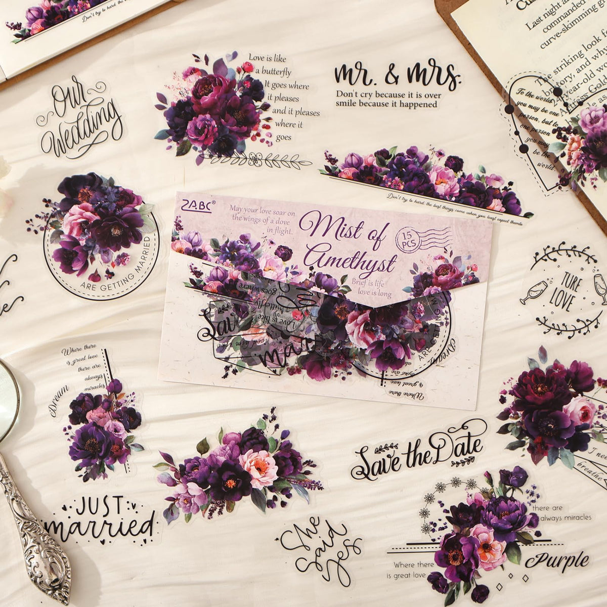 Kigofora 90-Piece Floral Quote PET Stickers for Journaling & Scrapbooking,Transparent Flower Stickers with Words, Aesthetic Collage Supplies for Planner, Cards & Paper Crafts
