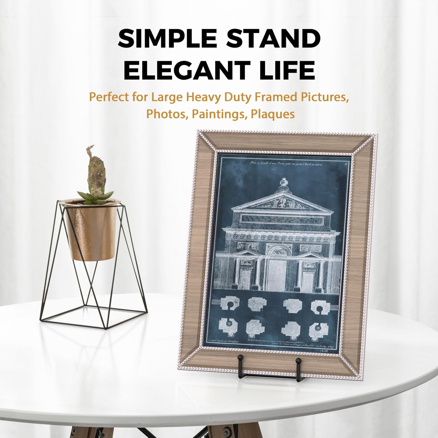 TR-LIFE 4 Pack 12 Inch Large Plate Stands/holder for Display - Metal Picture Frame Holder Stand + Easels for Platter, Book, Plaque, Photo, Table top Art