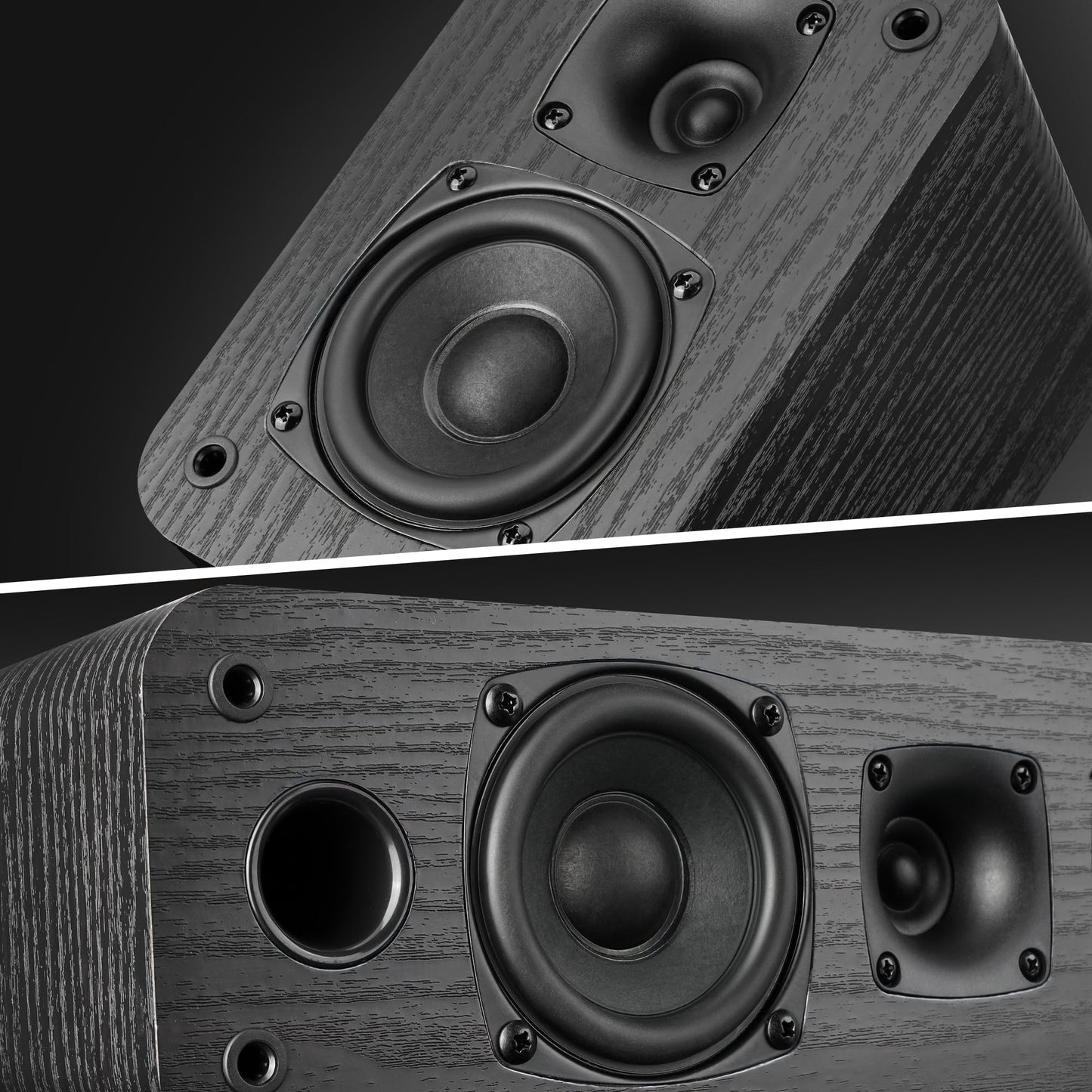 Saiyin 5.0 Home Theater System, 230w Peak Power HiFi Surround Sound Speakers with Stereo Surround Sound and Classic Rretro Wood Grain for TV/PC, Passive, Amplifier Required (Cable Not Included)