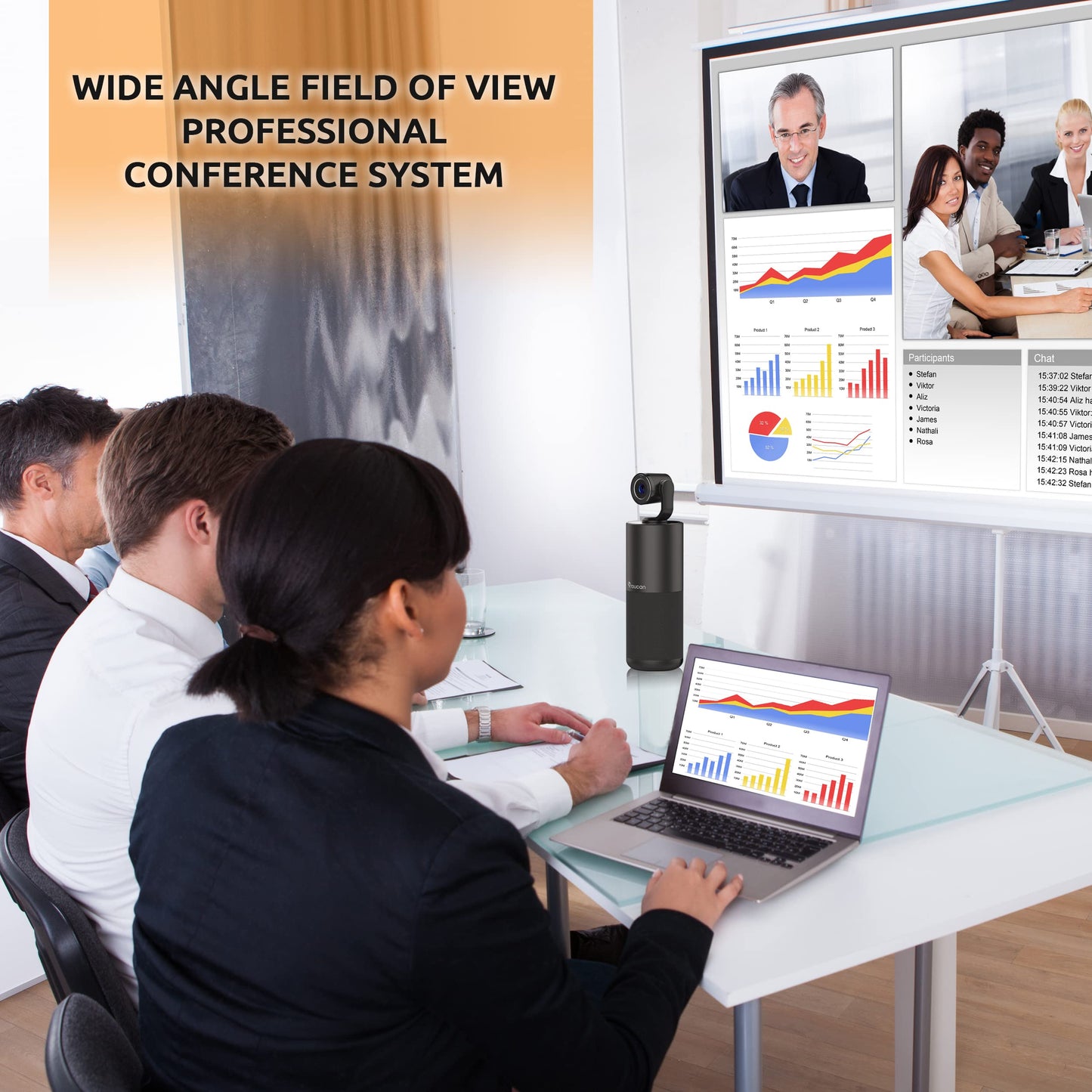 TOUCAN Conference HD Video Conference System, 1080P HD Camera, Speakerphone with 4 Microphones, Plug and Play USB Conference Camera for Zoom, Teams, Google Meet, Office and Home Office
