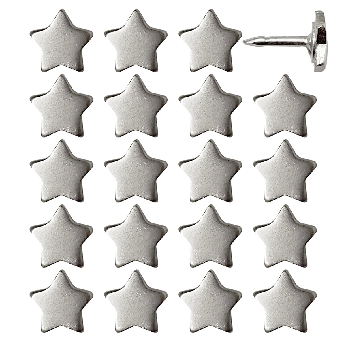 Mini Star Push Pins - Silver Mini Star Pins - for Cork Board, Maps, or Lapel Pin Use - Designed in USA - Set of 20