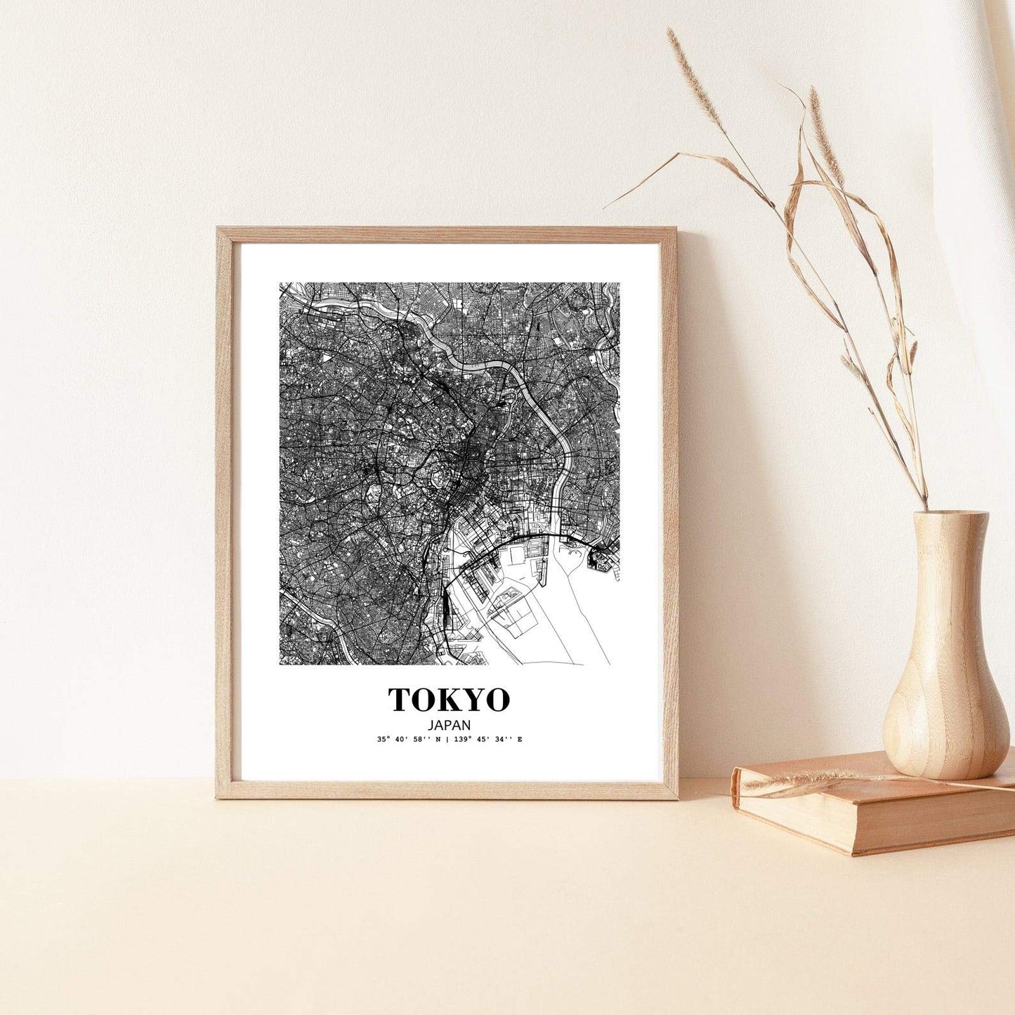 Eleville 8X10 Unframed Tokyo Japan City View Abstract Road Modern Map Art Print Poster Wall Office Home Decor Minimalist Line Art Hometown Housewarming wgn517