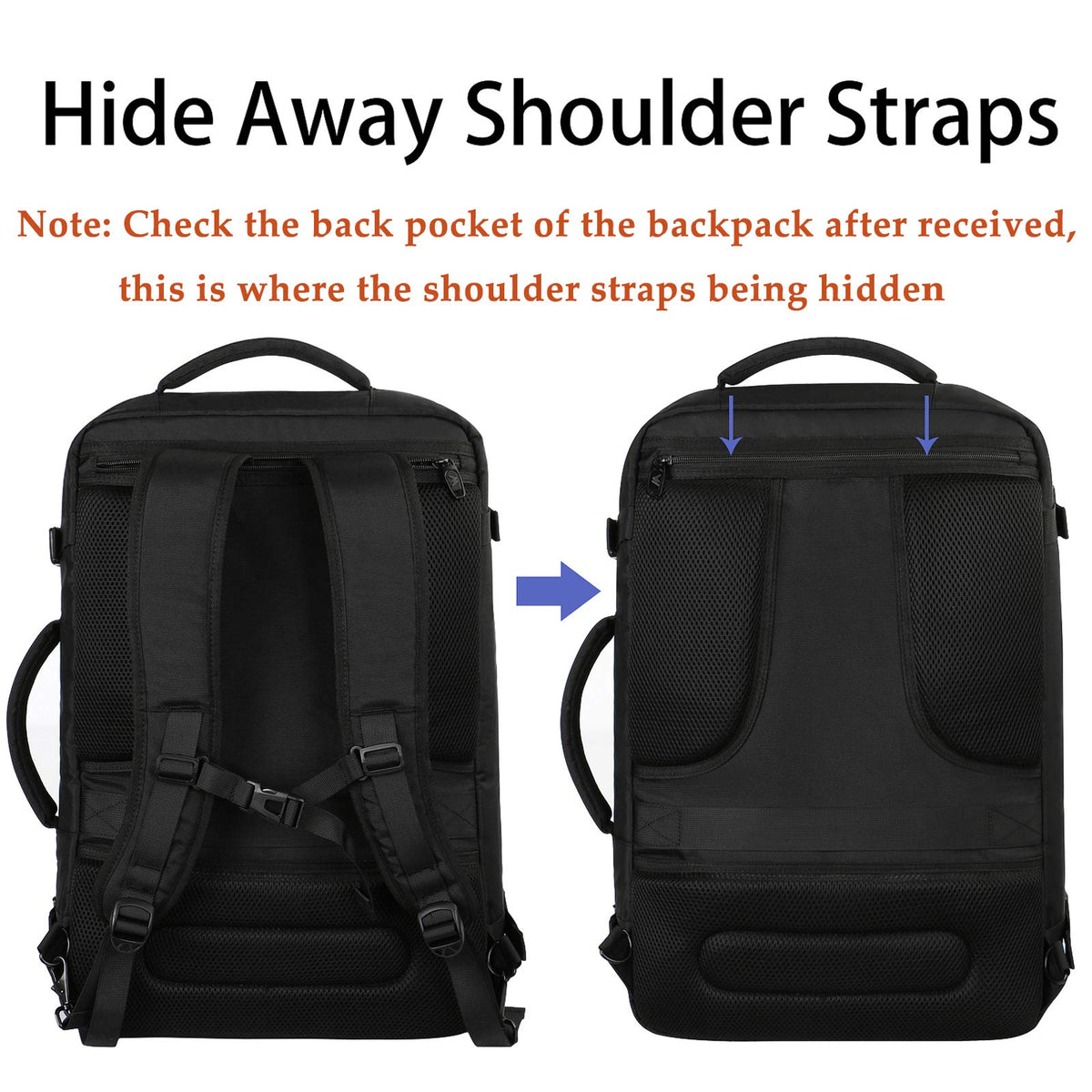 MATEIN Mens Travel Backpack, 27L Lightweight Carry on Backpack for Women, Expandable Business Backpacks, Waterproof Hiking Daypack for Outdoor Sports Rucksack Casual Daypack, Travel Essential, Black