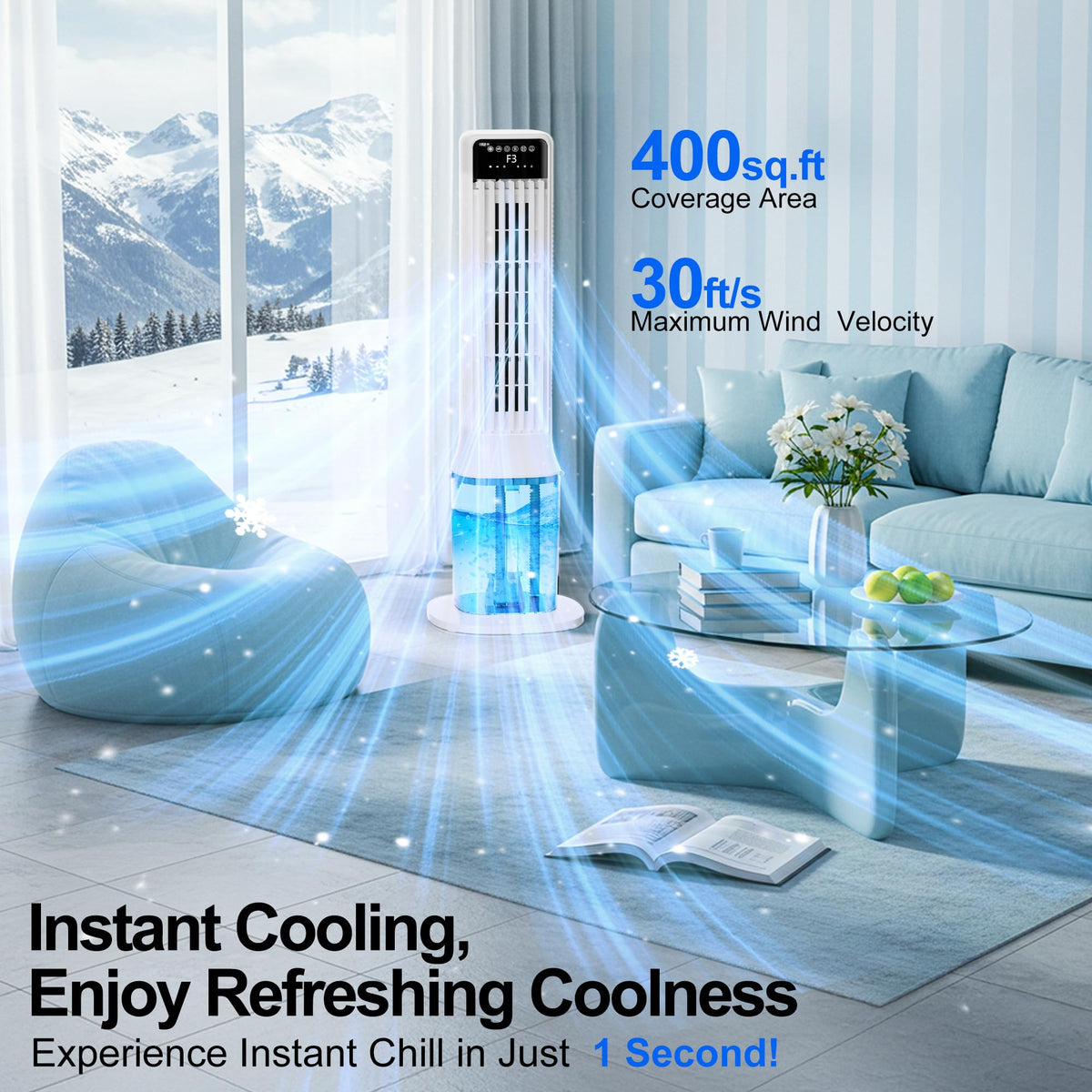 Uthfy 41" Portable Air Conditioners, 120° Oscillating Cooling Fans that Blow Cold Air with 24H Timer,4 Modes&3 Speeds,Dual Water Tank, 4 Ice Packs, Remote, Portable AC, 3 In 1 Swamp Cooler for Bedroom