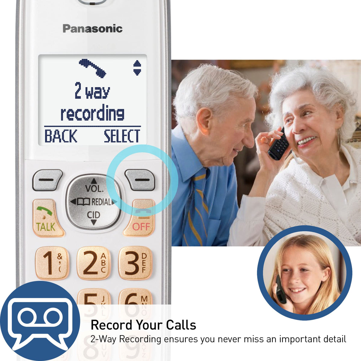 Panasonic Cordless Phone with Answering Machine, Link2Cell Bluetooth Home Phones, Voice Assistant and Advanced Call Blocking, Expandable System with 3 Handsets - KX-TGD863W (White)