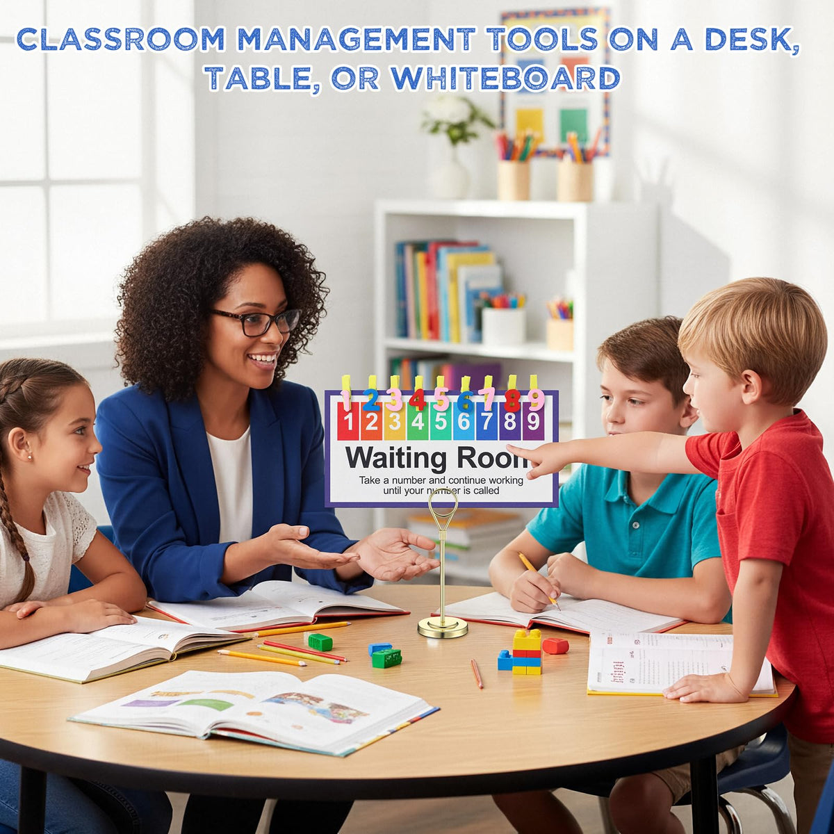 ForraFun New Version 3 Pcs Classroom Management Waiting Room Clip Colorful Chart Teacher's Helper Waiting Room Frosted PVC Poster with Wooden Number Clips, Table Holder for Classroom Supplies(Classic)