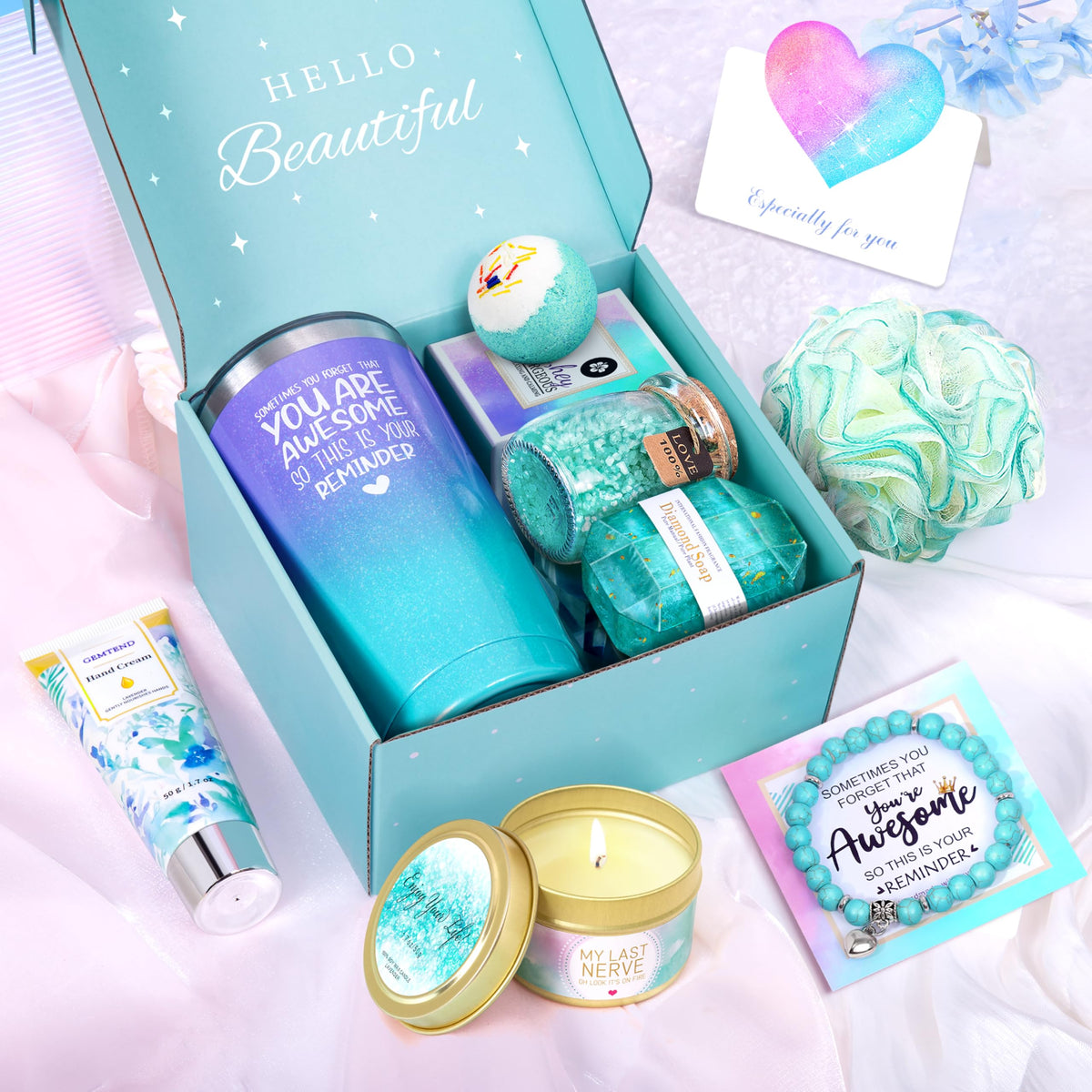 Birthday Gifts for Women, Gifts for Women, Mom, Wife, Girlfriend, Sister, Friends, Her, Relaxing Spa Gifts Basket Self Care Gifts, Christmas, Valentine's Day, Mother's Day Gifts