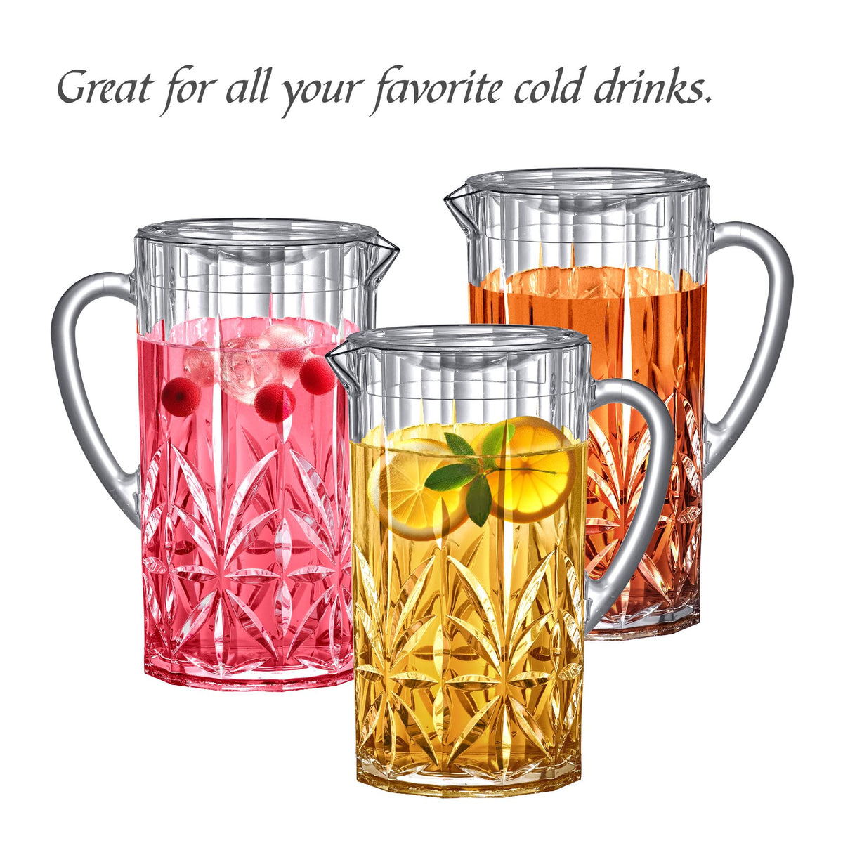 Amazing Abby - Stately - Acrylic Pitcher (80 oz), Clear Plastic Water Pitcher with Lid, Fridge Jug, BPA-Free, Shatter-Proof, Great for Iced Tea, Sangria, Lemonade, Juice, Milk, and More
