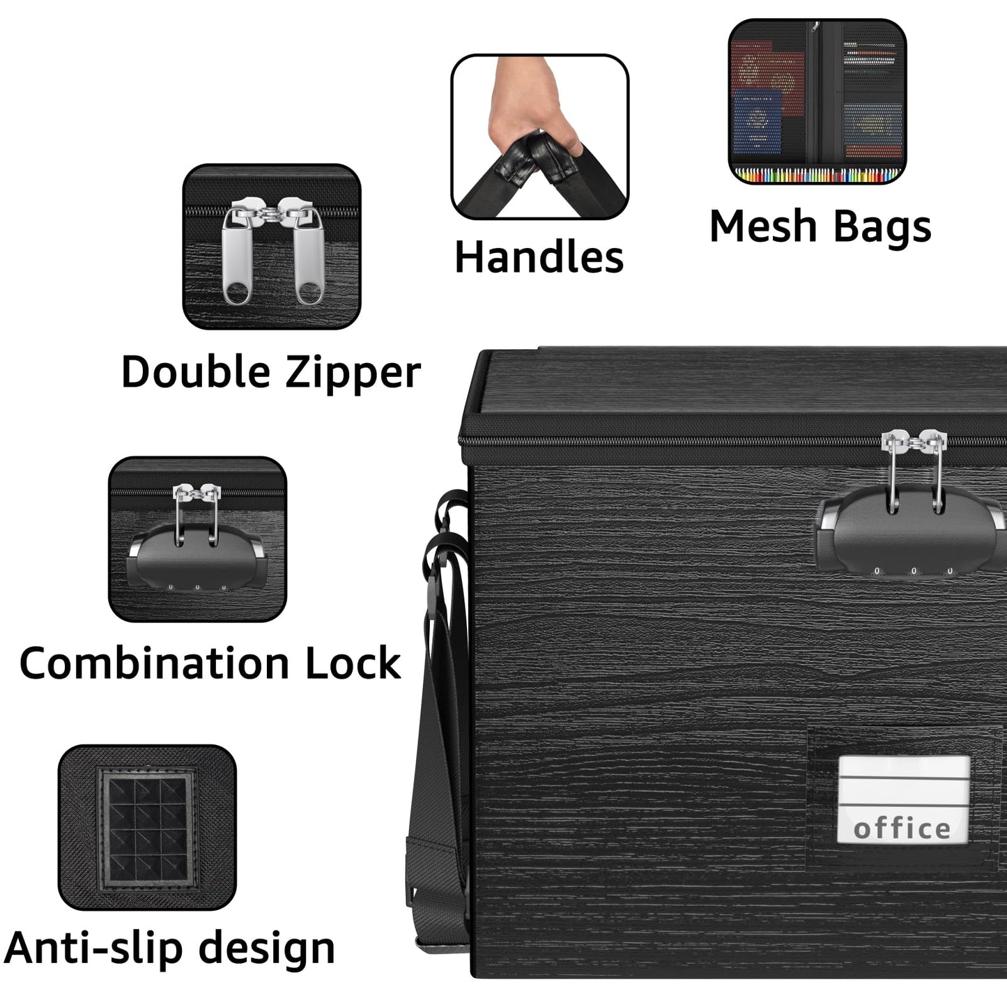 ROSONG Fireproof Document Box File Organizer - Portable Locking Filing Storage Box with Handle Waterproof for Hanging Letter/Legal Folder Important Document
