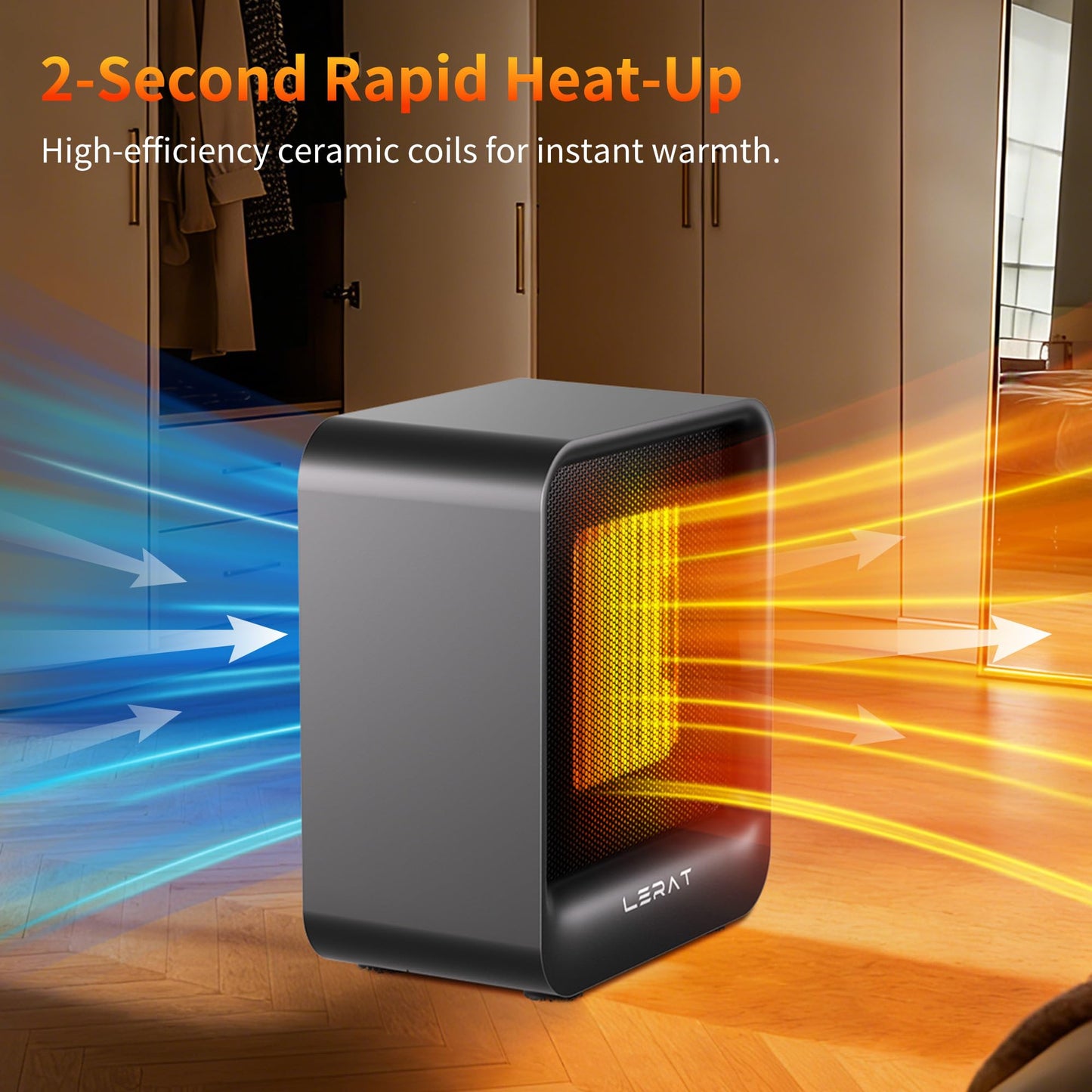 Lerat Mini Space Heater, 500W Quiet Electric Heaters for Indoor Use, Safe PTC Ceramic Desk Heater with Tip-Over & Overheat Protection, Small Portable Personal Fast Heating for Office Home Dorm Bedroom