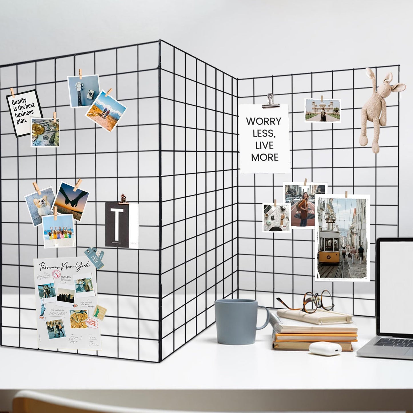 Koretech Grid Wall Panels 3 Pcs, Commercial Grade Gridwall Panels, Metal Grid Wall Panel Display Stand, You Can DIY 6 Pack 2'x3' or 3 Pack 2'x6' (Black)