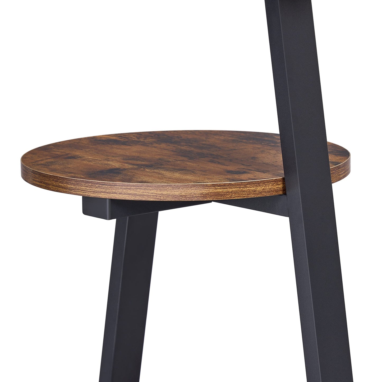 BEWISHOME Round End Table Side Table with Metal Frame, Accent Nightstand Bedside Table with 3-Tier Shelves, Small Couch Coffee Table for Living Room Bedroom Rustic Brown KTZ41Z
