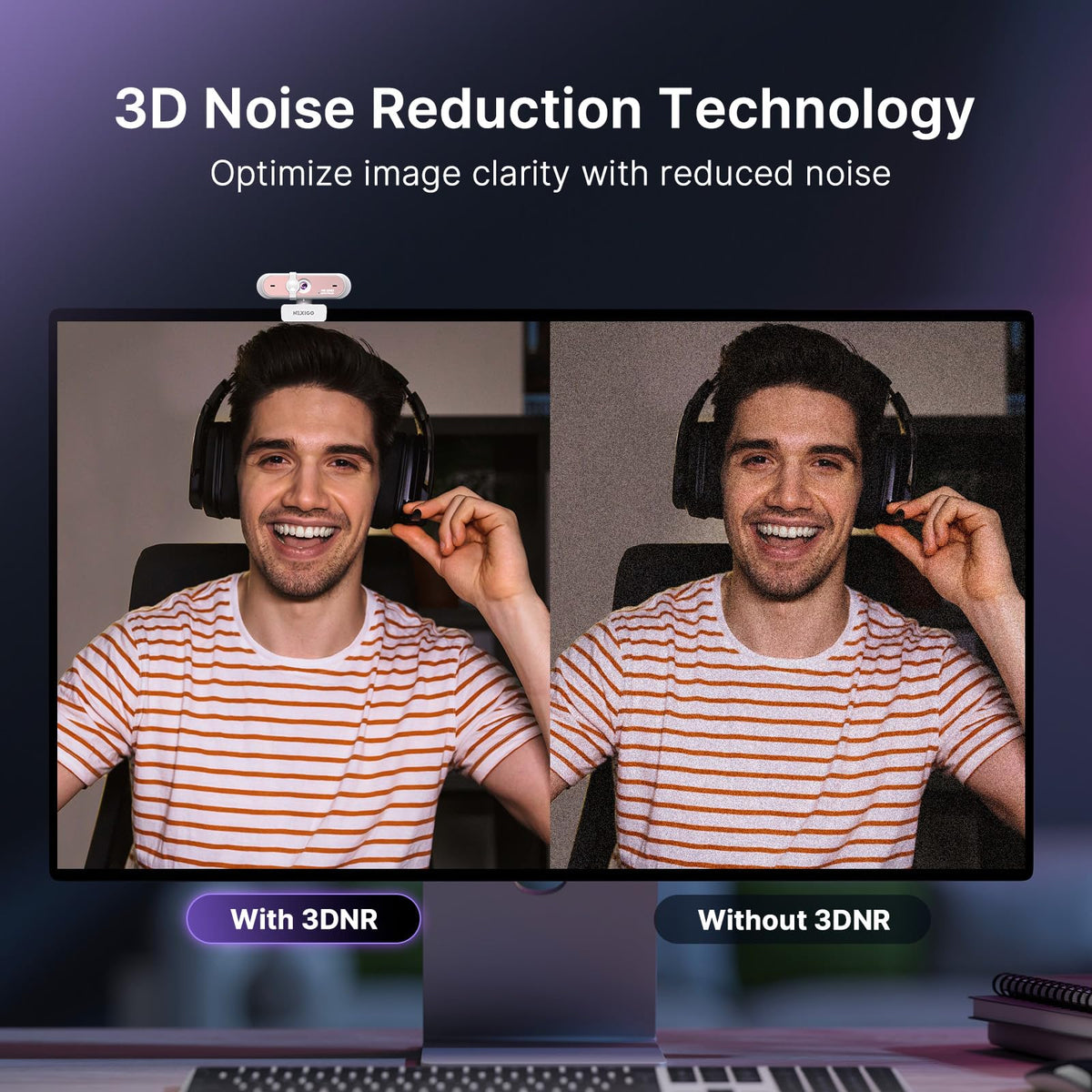 NexiGo N660P Pro 4K Webcam with Distortion-Free Lens, 1080p 60 fps Autofocus USB Streaming Camera, 3DNR, Noise-Canceling Mics & Privacy Cover, Web Cam for Gaming/Live Streaming/PC/Mac/Switch 2, Pink