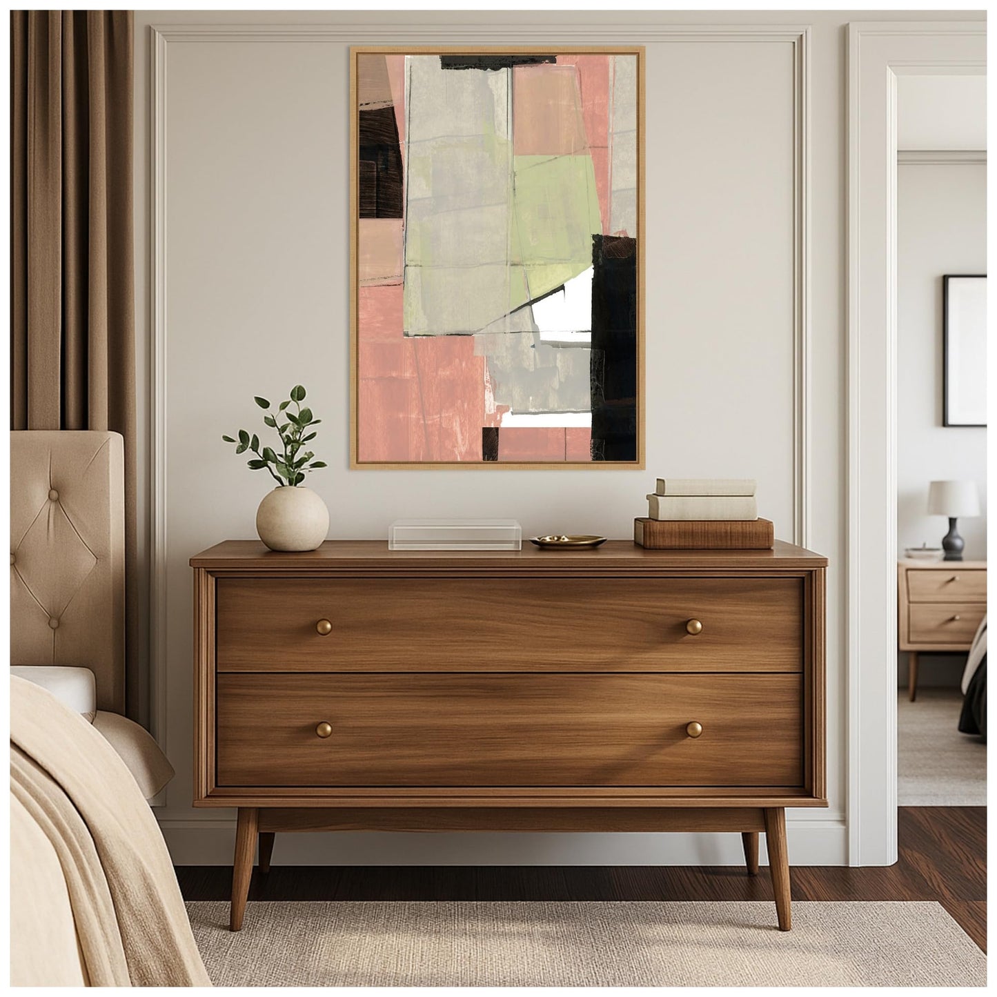 Amanti Art Framed Canvas Wall Art 33x23 Abstract Neutral Architecture No. 2 FramedWall Art Canvas, Abstract Artwork, Modern Decor, Large Poster for Living Room, Bedroom, Bathroom, Kitchen, Office