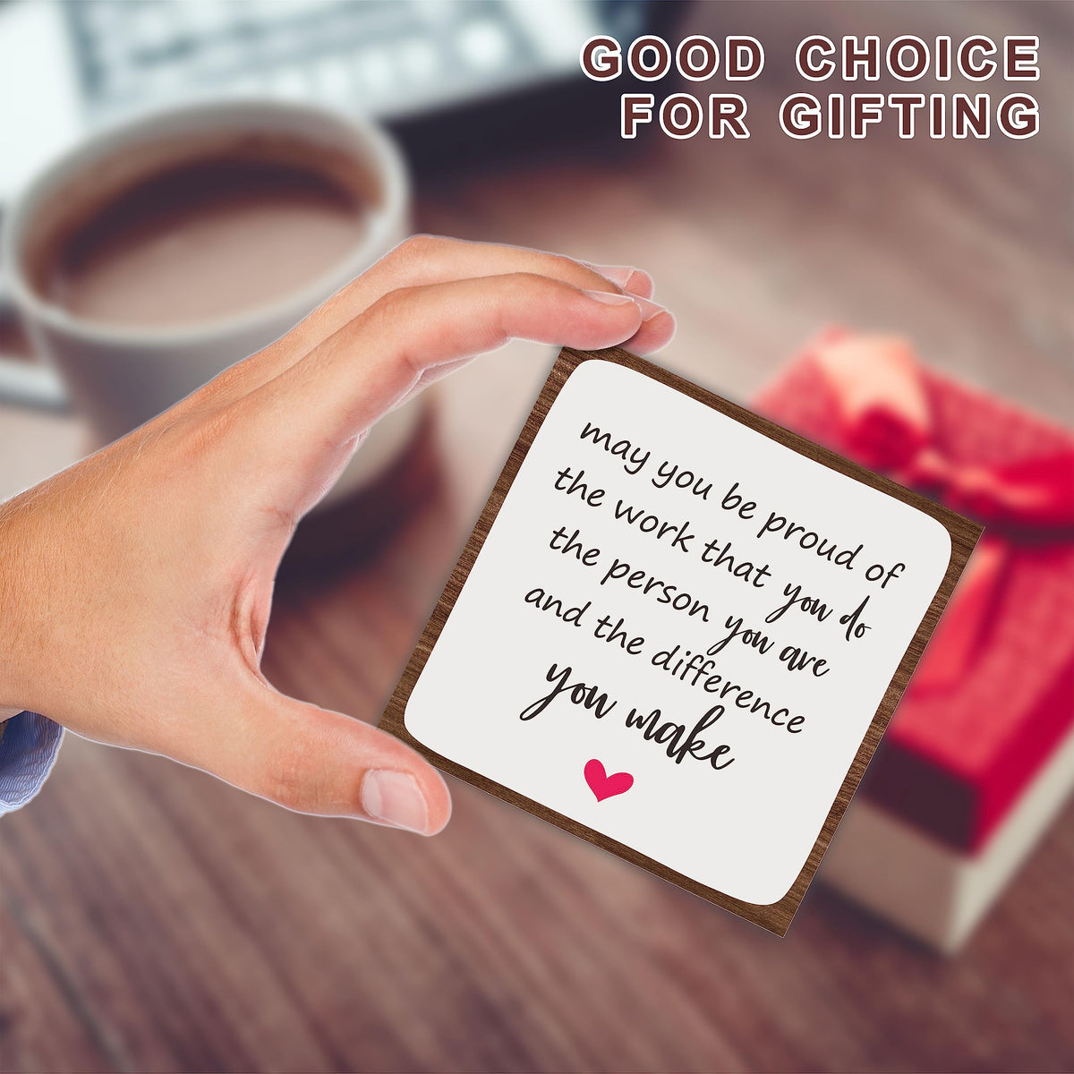 Wooden Gift Sign Positive Reminder - May You Be Proud- Motivational Wood Plaque With A Support Frame - Home & Office Inspirational Gifts For Women And Man,Coworker Office Desk Decor & Accessories - A16
