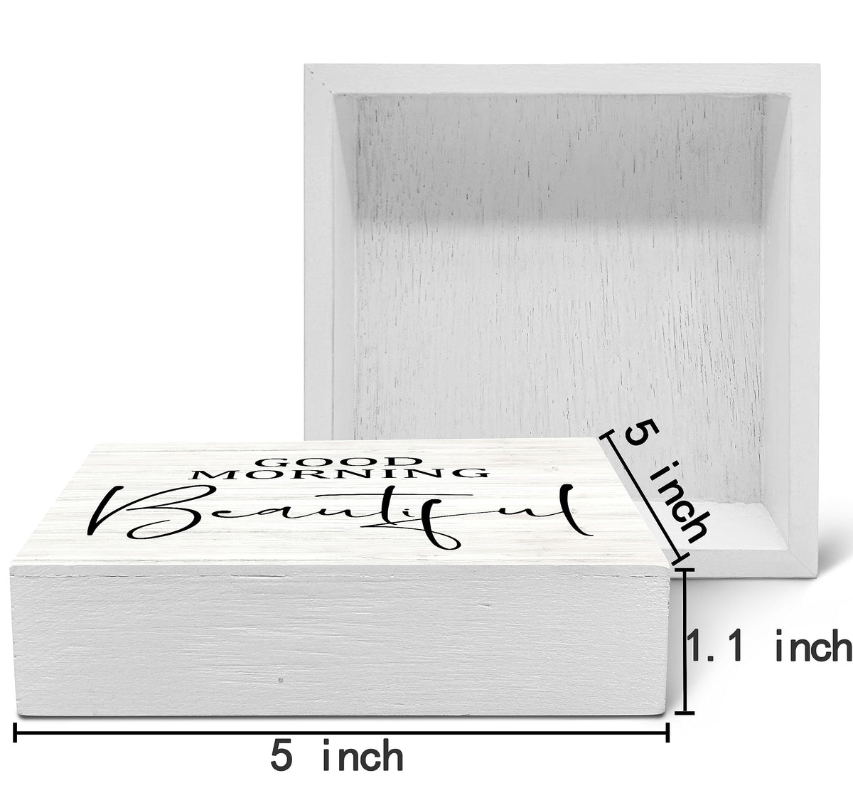 SRADMO Good Morning Beautiful Wood Box Sign Desk Decor,Rustic Wooden Block Box Sign Decoration For Home Bedroom Bathroom Shelf Table Decor