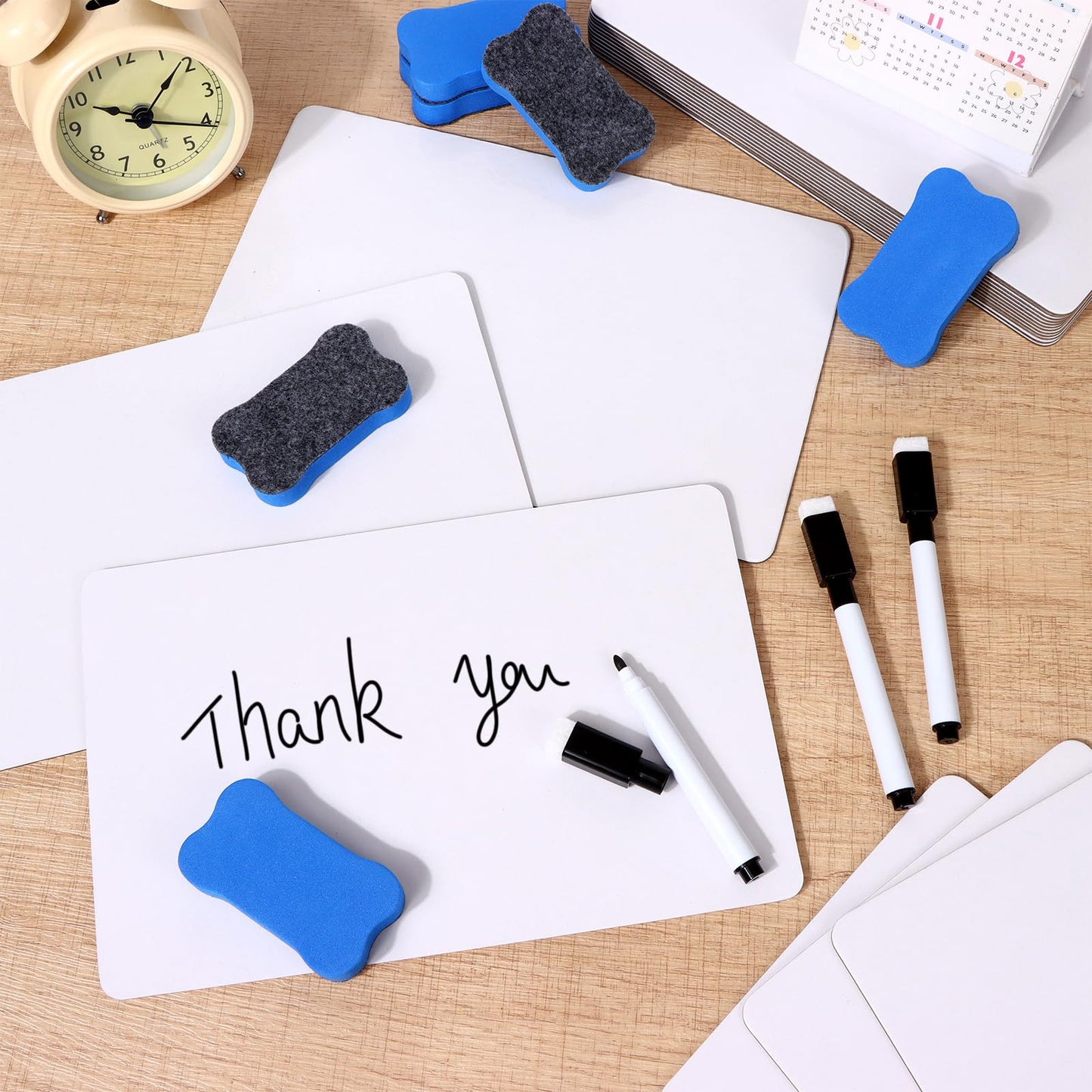 18 Pack Double Sided Dry Erase Boards 6 x 9 inch Double Sided White Boards with 18 Black Markers 6 Erasers Small White Dry Erase Boards for Students Teacher Classroom Supplies (Blank Whiteboard)