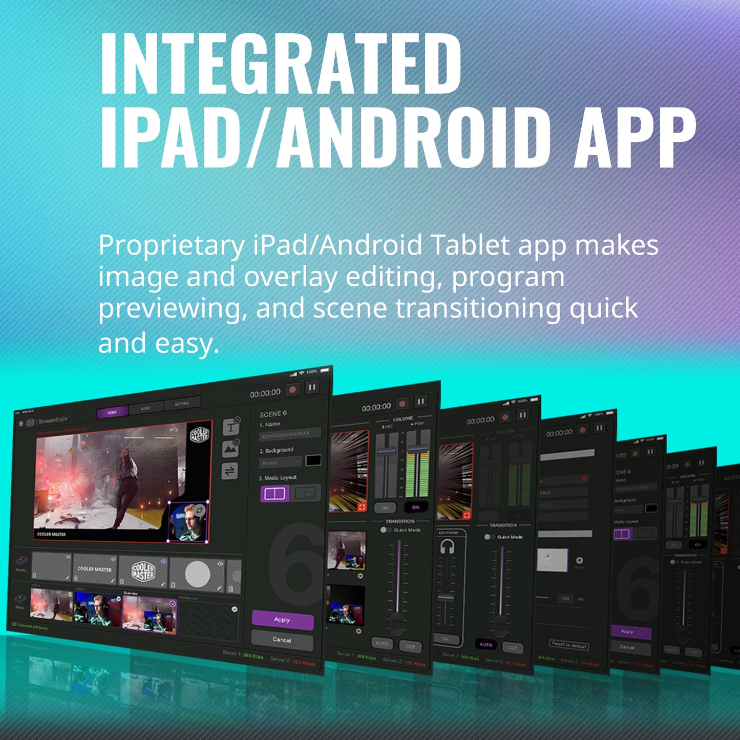 Cooler Master StreamEnjin Livestream Mixer, All-in-One Integration, 8 Customizable Storyboard, Dual Professional CDN Destinations, iPad/Android Tablet App (Tablet not Included) (RM-SEN1-H2H3-R1)