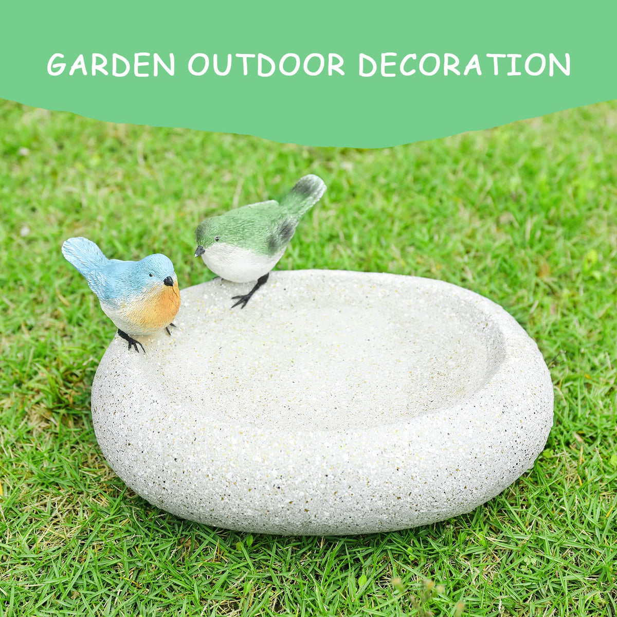 MUMTOP Bird Baths for Outdoors, Antique Outdoor Garden Bird Bath Resin Birdbath Bowl with Cute Birds Ornament for Outside Yard Table Decor