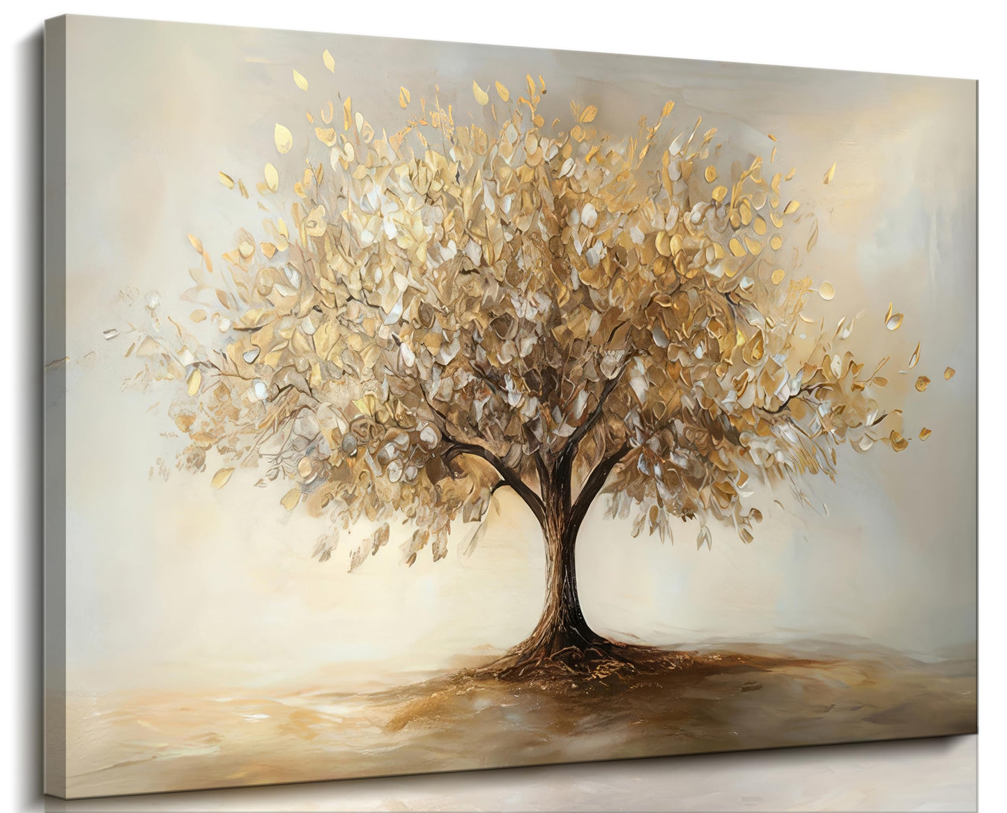Tree of Life Gold Canvas Wall Art Modern Luxury Golden Big Tree Painting Picture Wall Decor Abstract Textured Plant Poster Print Artwork for Office Living Room dining room study Home Decoration