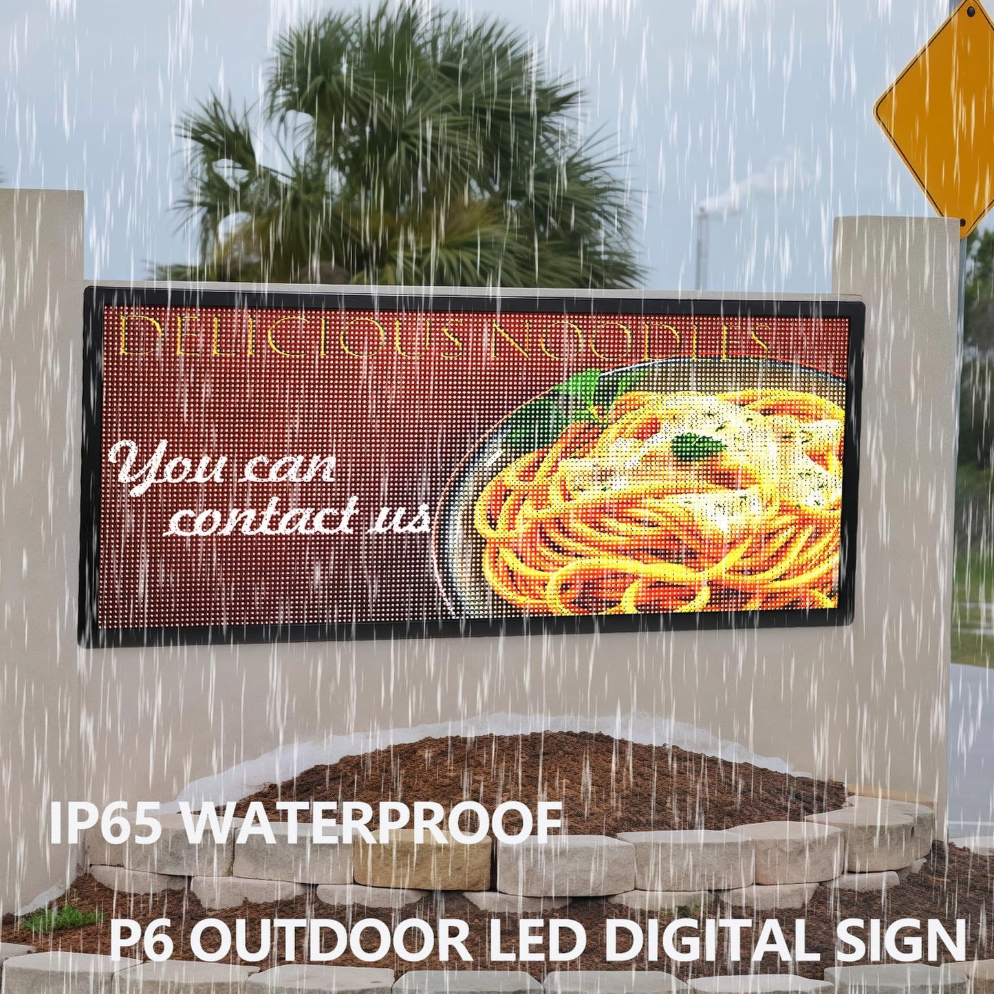 P6 Programmable LED Sign Supports Text/Image/Video, 40"x17" Outdoor Scrolling LED Digital Display for Business, IP65 Waterproof Electronic Message Board with WiFi & USB Control