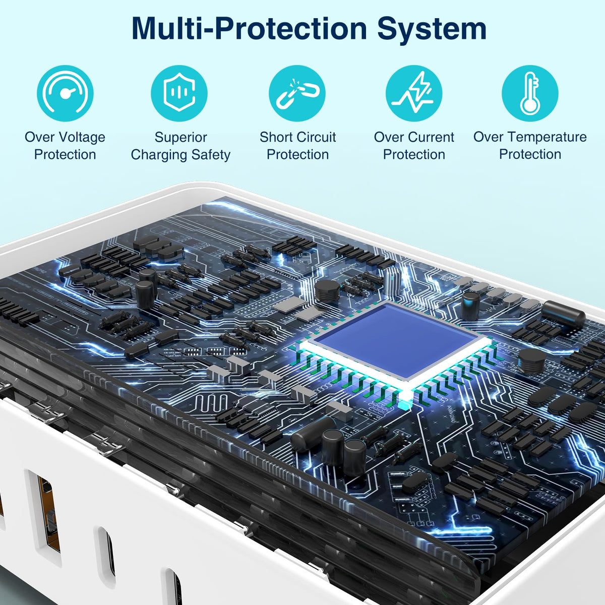QZIIW 200W GaN III USB C Charging Station, 8-Port (4C+4A) Fast Charger Hub, Universal Wall Charger Block for iPhone 17/16/15/14 Pro Max, iPad, Samsung Galaxy Note, Pixel, Laptops & More