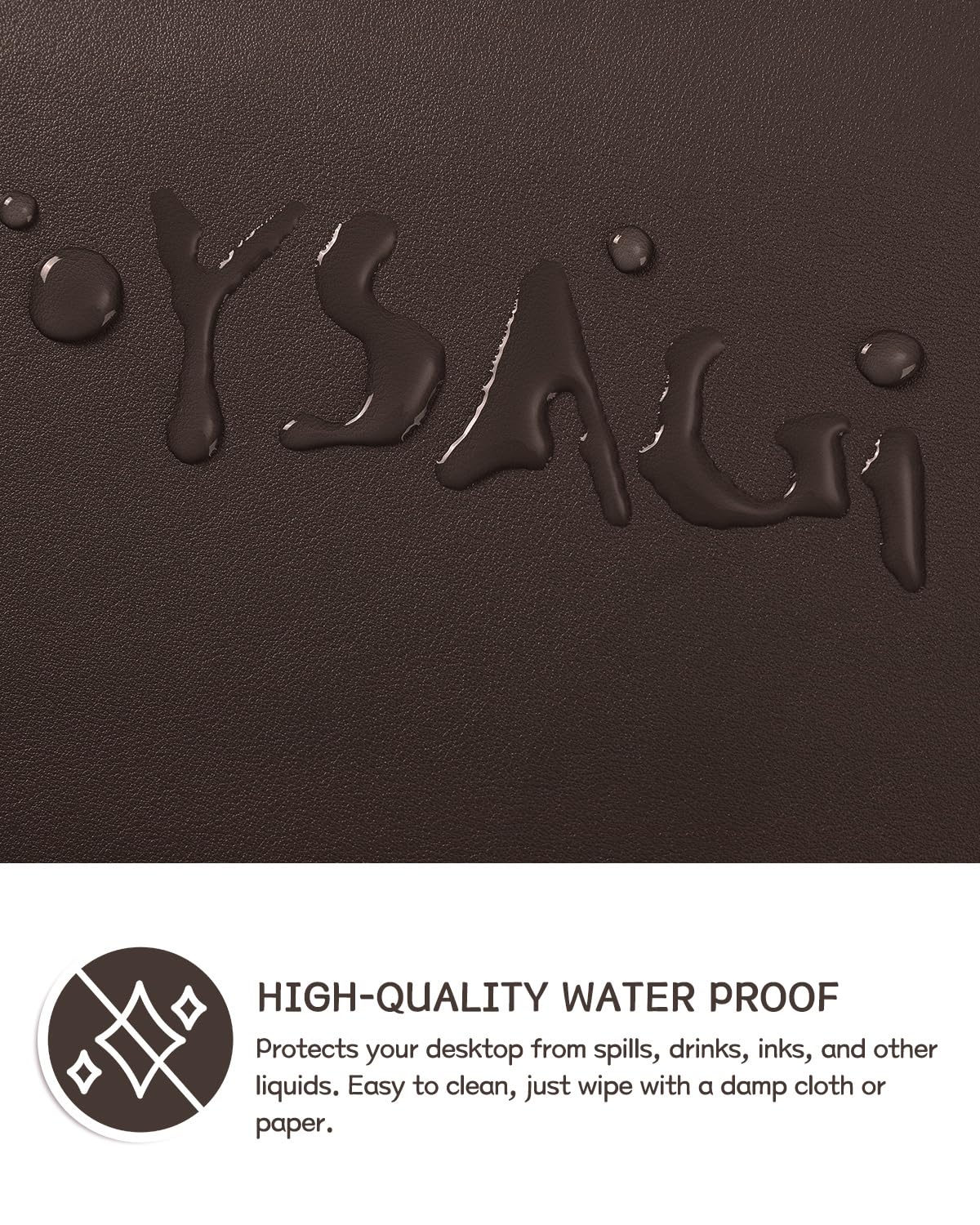 YSAGi Non-Slip Leather Desk Pad, Waterproof Laptop Computer Desk Keyboard Mat, Table Protector Blotter Mat, Large Mouse Pad for Office/Work/Home/Decor(Dark Brown, 31.5" x 15.7")