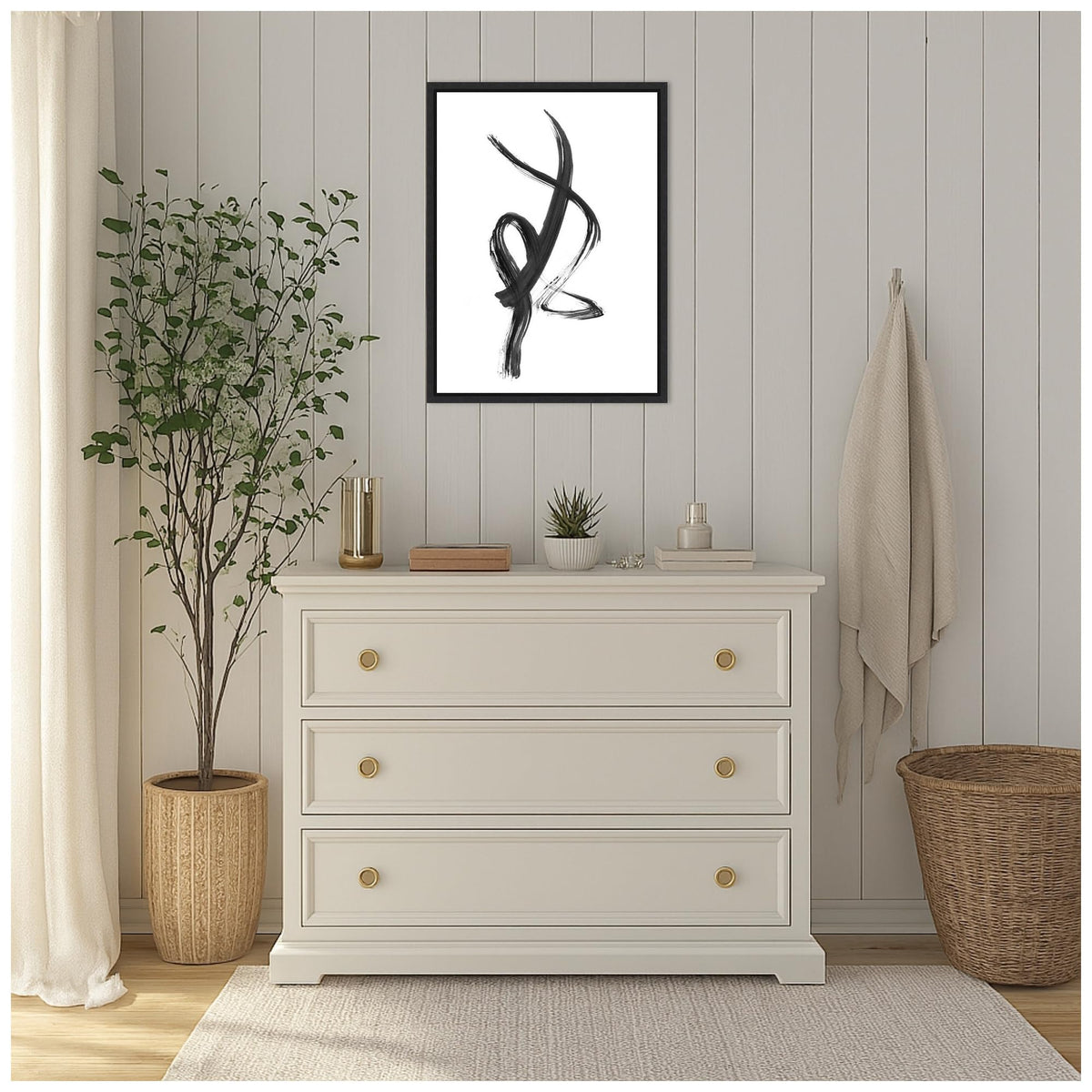 Amanti Art Framed Canvas Wall Art 24x18 Brush Stroke No. 1 FramedWall Art Canvas, Abstract Artwork, Modern Decor, Medium Poster for Living Room, Bedroom, Bathroom, Kitchen, Office
