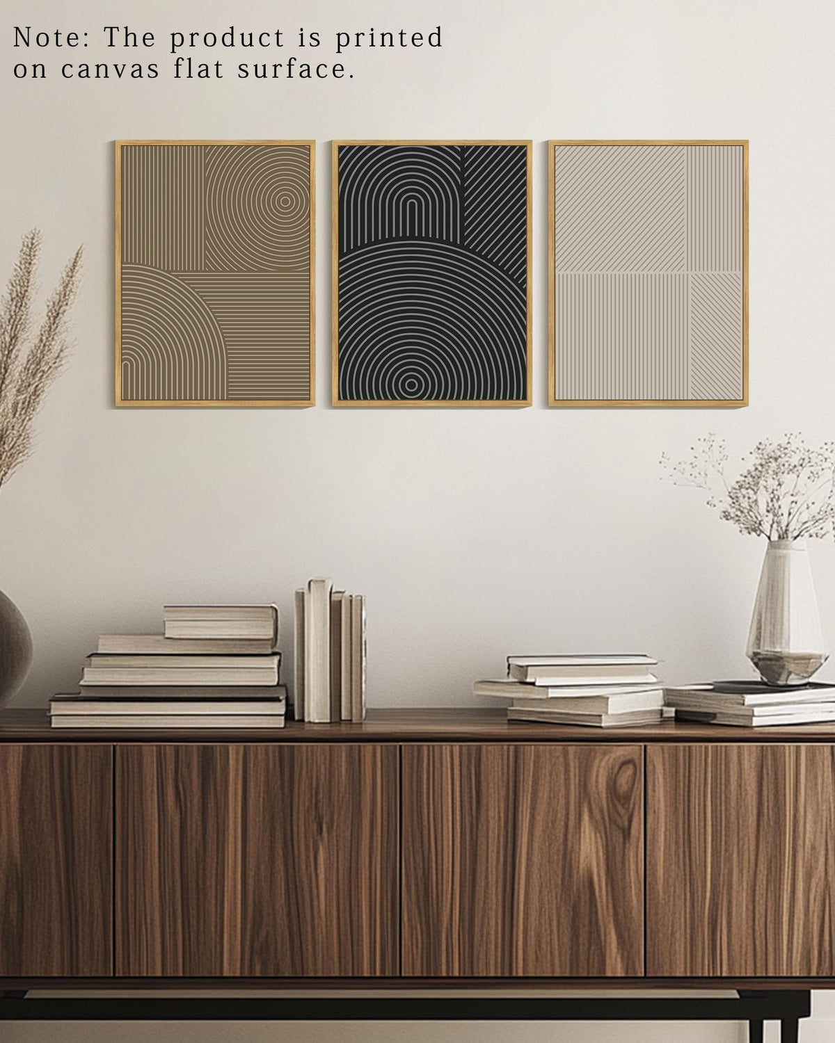 KUVIOKE Minimalist Abstract Boho Framed Wall Art Modern Mid-Century Bohemain Neutral Line Wall Decor Geometric Artwork Bedroom Decor 12x16in (Natural Framed)