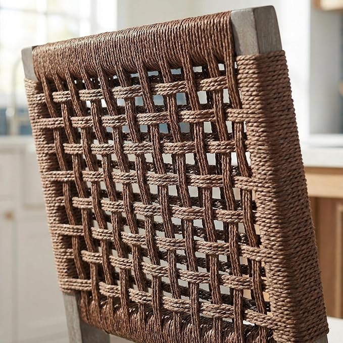 27" Woven Rope Counter Stools Set of 4