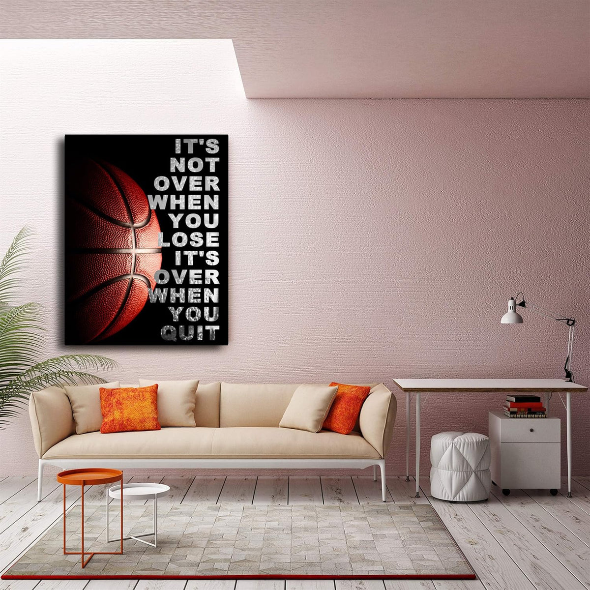 Basketball Inspirational Wall Art Entrepreneur Quotes Its Not Over When You Lose Canvas Posters -Motivational Sport Canvas Print Frame Picture Painting for Office Kids Boys Bedroom-32"x24"